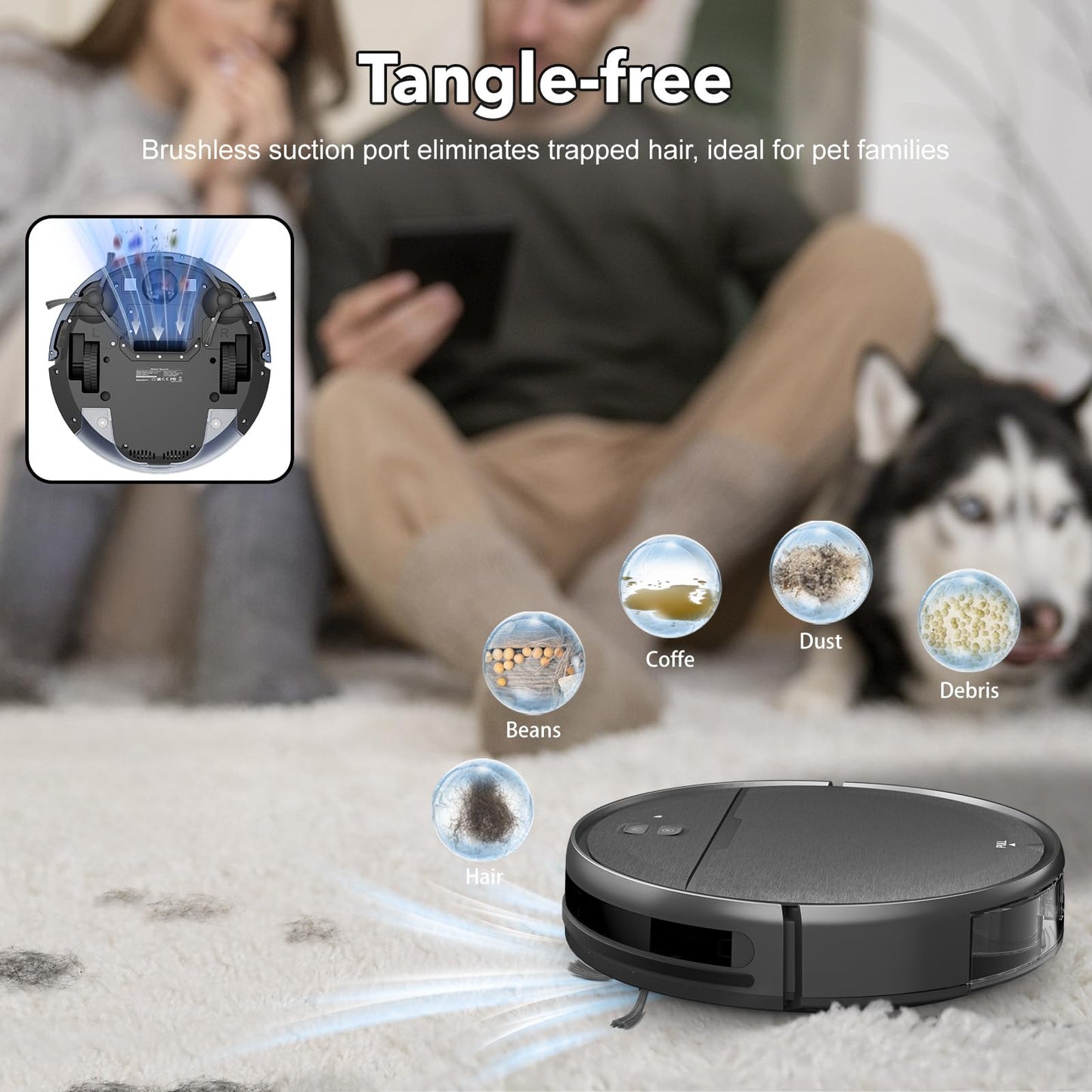 iMartine 2 in 1 Mopping and Vacuuming Robot, Robot Vacuum and Mop Combo Compatible with WiFi/App, Robotic Vacuum Cleaner Self-Charging, Slim, Ideal for Pet Family, Hard Floor, Hair, Low Pile Carpet