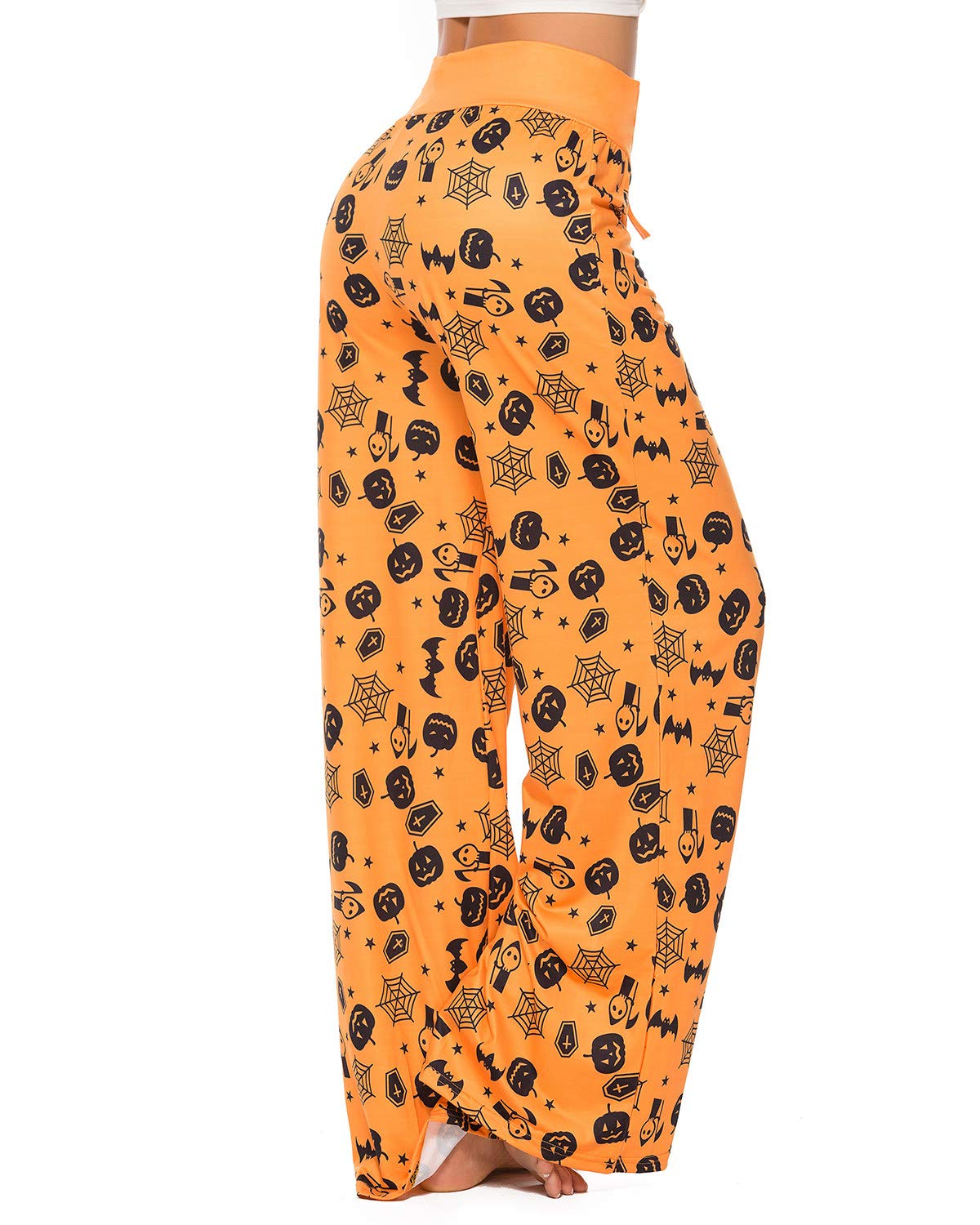Women Halloween Pajamas Pants Ladies Pumpkin Ghost Pajama Cute Soft Lounge Bottoms Pj Pjs Jammies Fall Funny Spooky Teen Comfy Long Cozy Sleep Pant Print Orange Ghosts