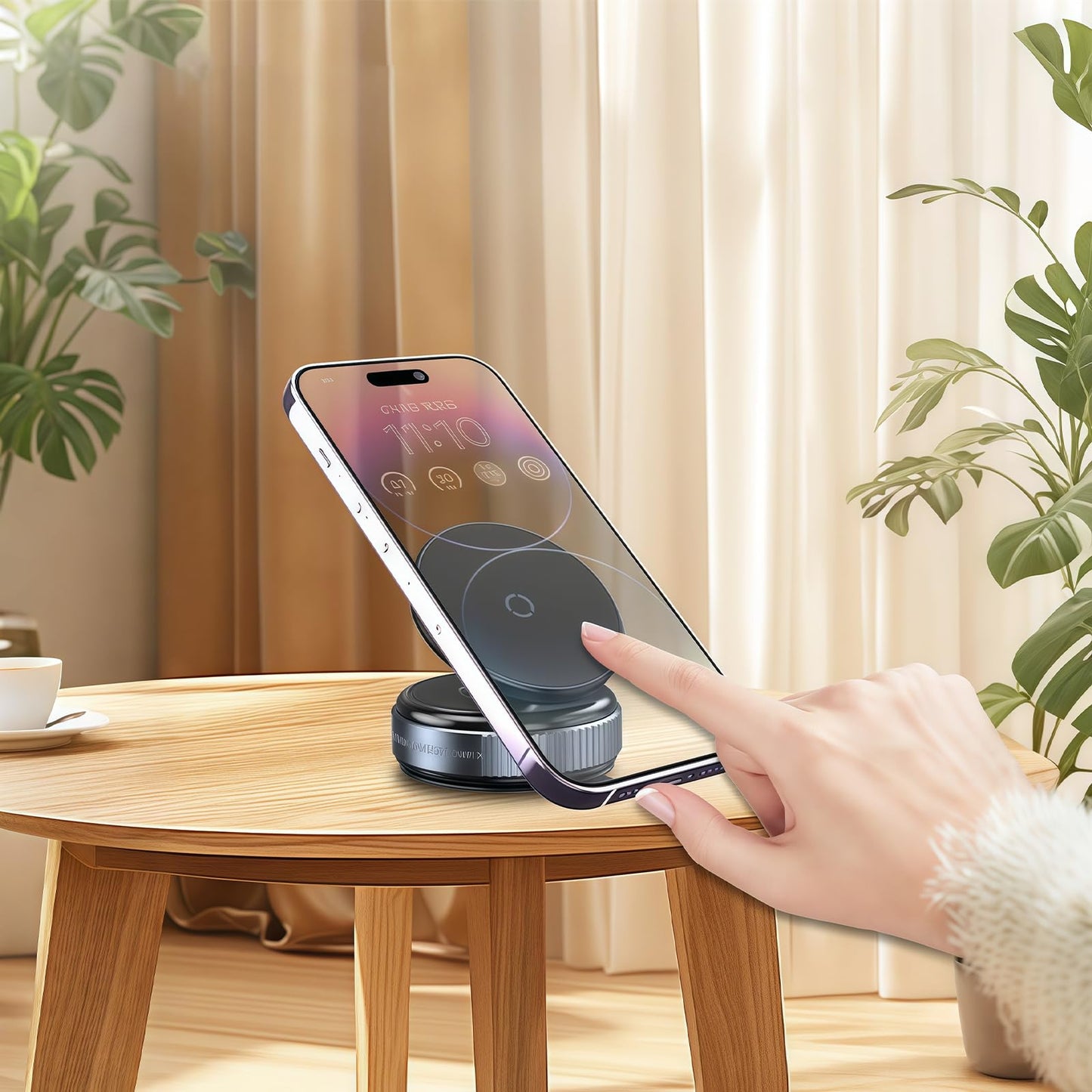 2025 Upgraded Vacuum Magnetic Phone Holder for Car and Gym, 360° Rotatable Mount for iPhone 16e 16 Pro Max 15 14 13 12 & Android, Perfect for Smooth Surfaces, Makeup, Shower