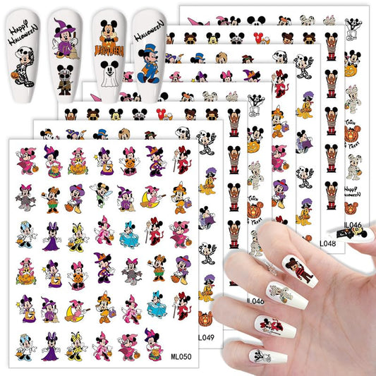 8 Sheets Laser Halloween Nail Art Stickers - Cute Ghost Cartoon Self Adhesive Nail Design Stickers - Supply Laser Pumpkin Ghost Nail Decals for Women Girls DIY Manicure