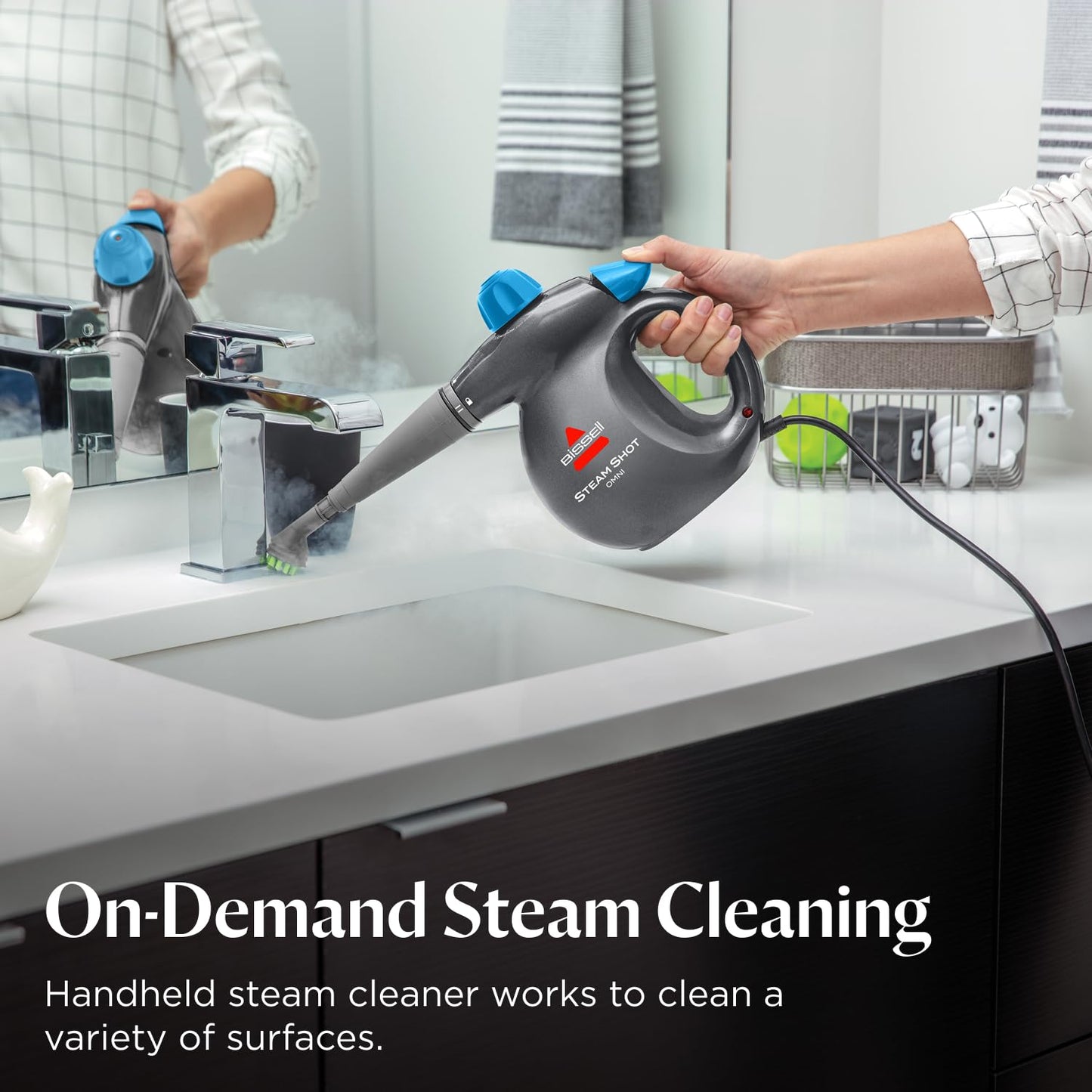 BISSELL® Steam Shot™ Omni handheld portable steam cleaner for tile, grout, windows, bathrooms, kitchens, includes 7 tools