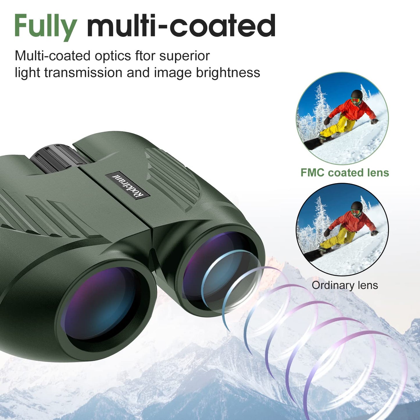 20X25 Compact Binoculars for Adults and Kids,Large Eyepiece Waterproof Binocular,Easy Focus Small Binoculars for Bird Watching,Hiking and Concert, Green
