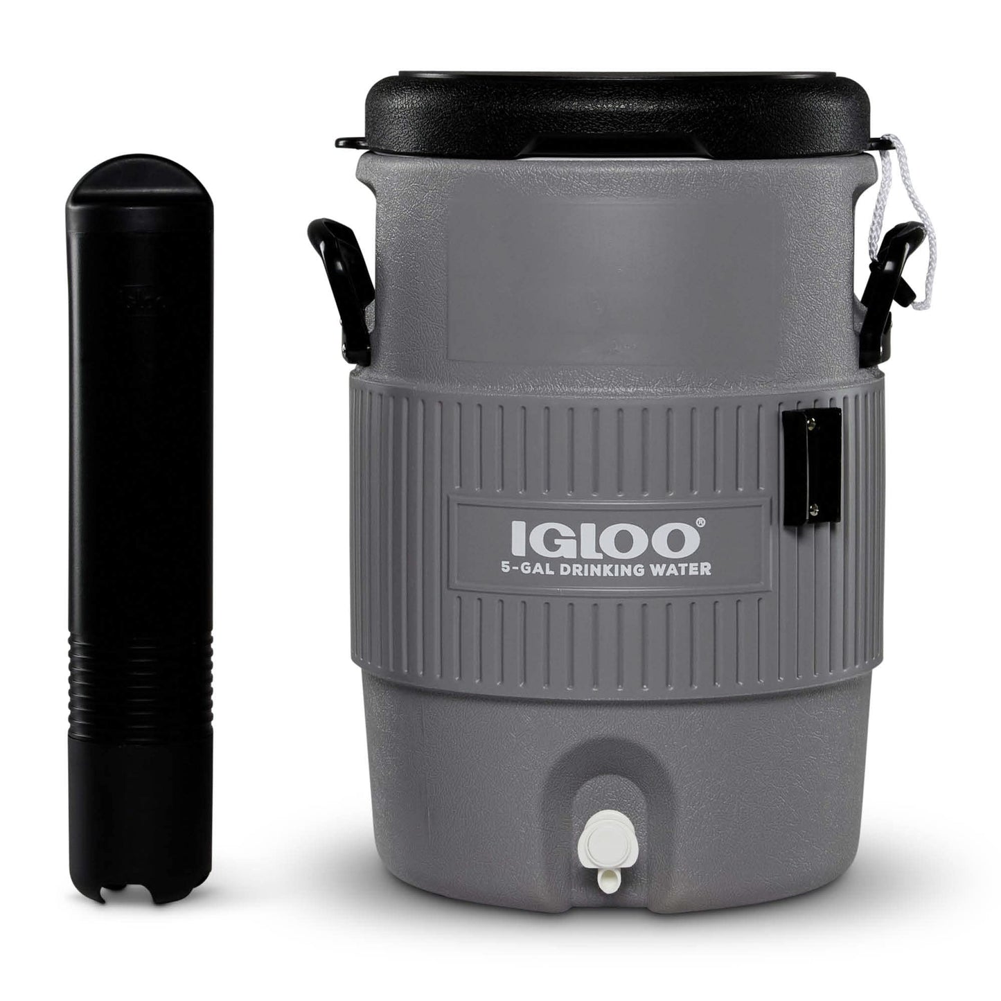 Igloo 5 Gallon Portable Sports Cooler Water Beverage Dispenser with Flat Seat Lid, Insulated Beverage Dispenser, Grey/Black