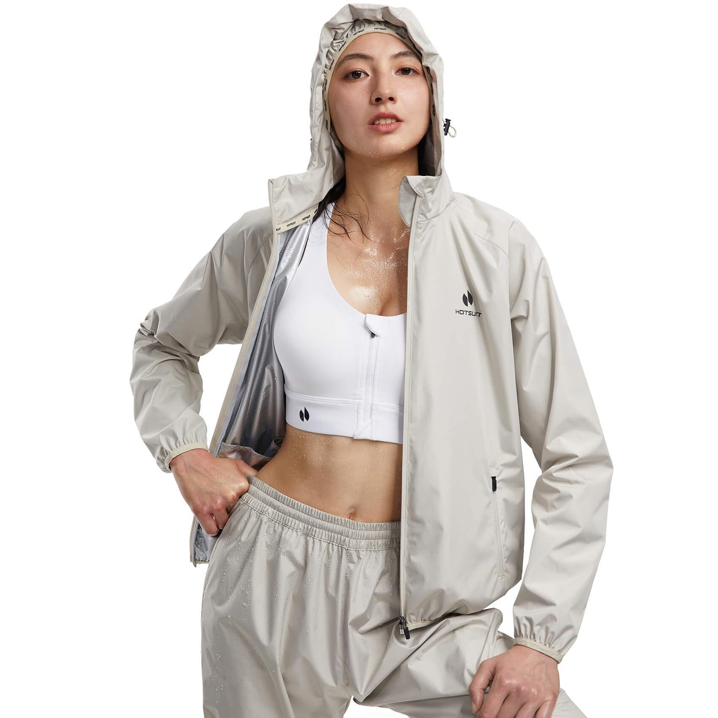HOTSUIT Sauna Suit for Women Weight Loss Machine Washable Sweat Sauna Jacket Pants Anti Rip Sweat Suit for Gym Workout
