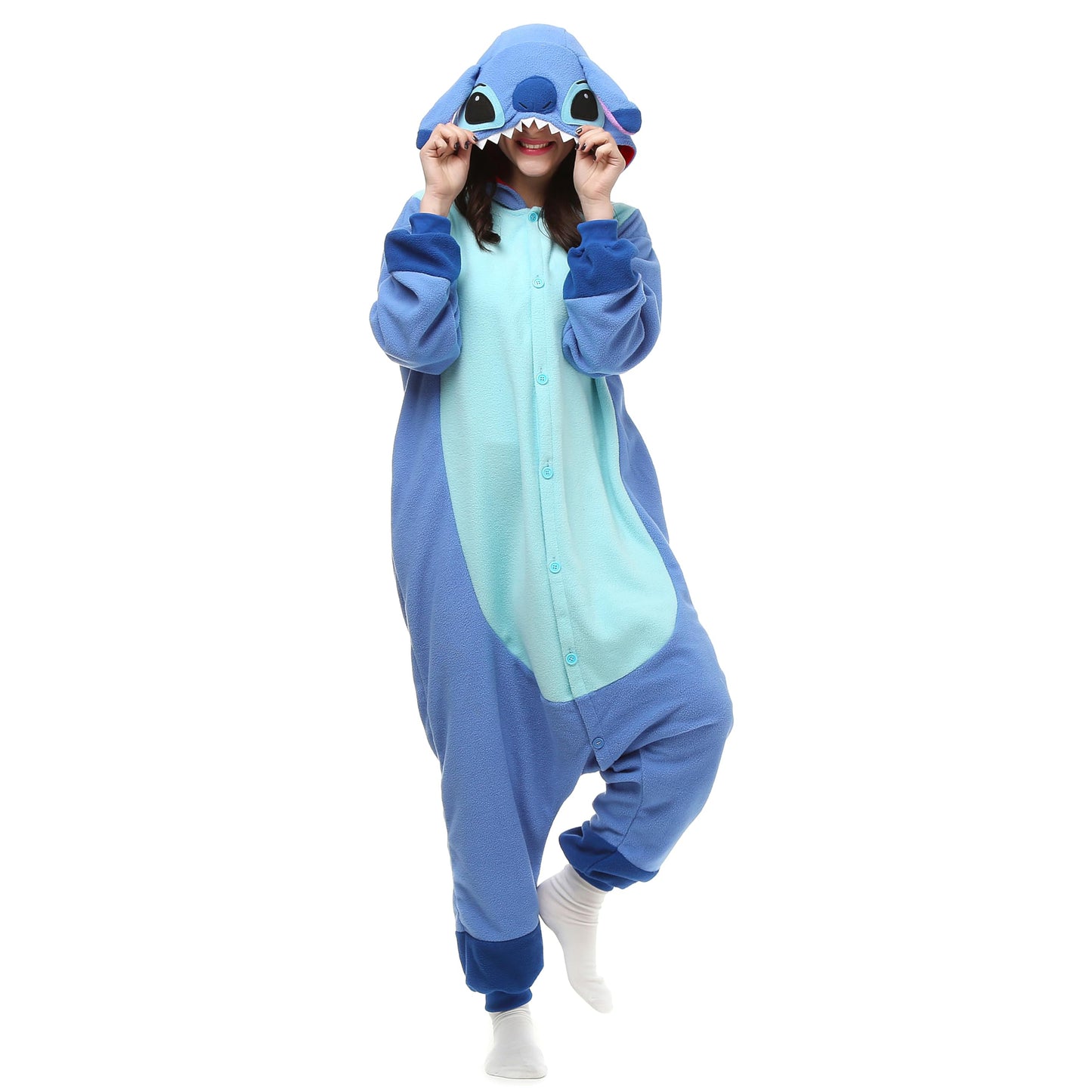 Wishliker Adult Onesie Animal Pajamas Halloween Cosplay Costumes Party Wear Blue XL