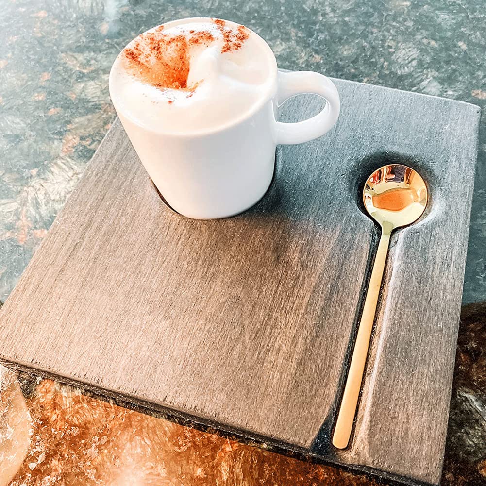 6 PCS Gold Coffee Spoons, 18/8 Stainless Steel Espresso Spoons, 5.2 Inches Vogue Mini Tea Spoon, Cappuccino Stirring Small Spoon for Dessert, Ice Cream, Frosted Handle, Sweejar (Gold)