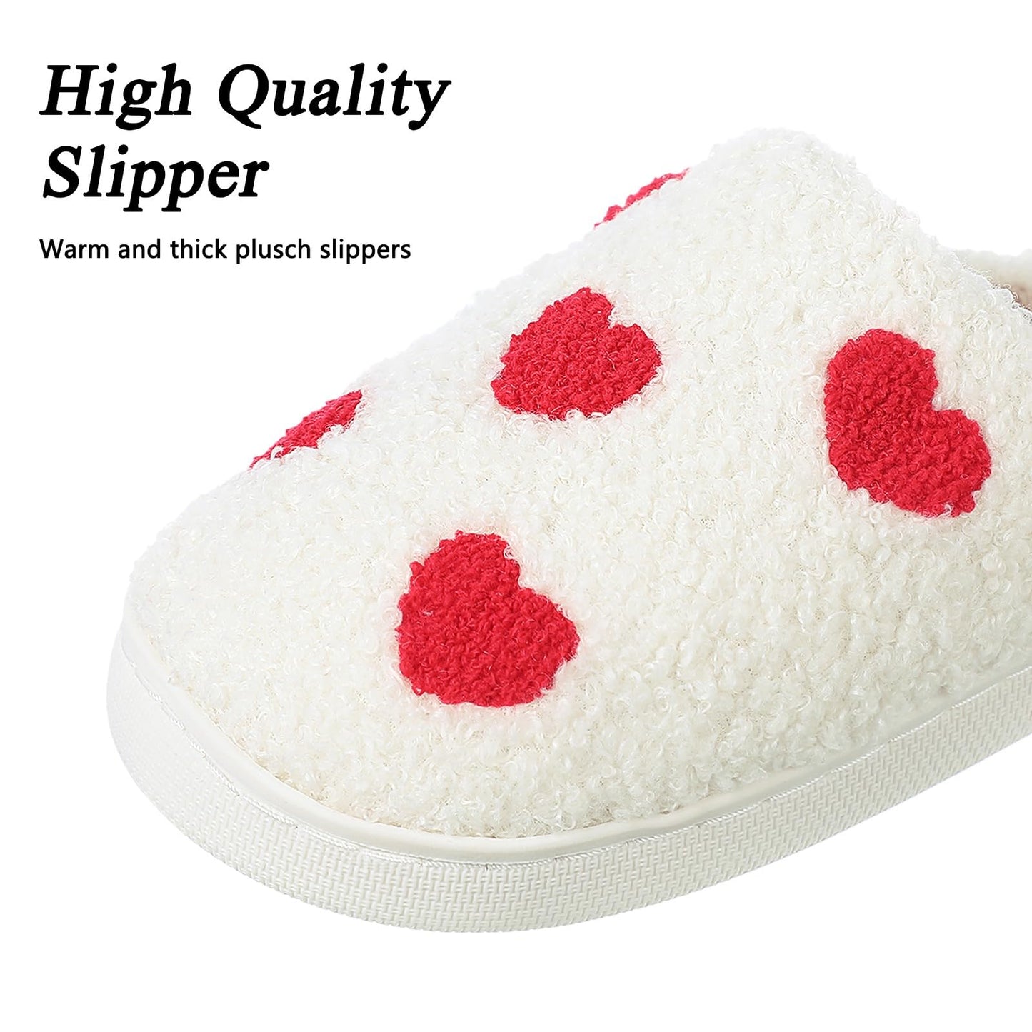 Adisputent House Slippers for Women Indoor and Outdoor,Winter Warm Plush Fuzzy Cow Slippers for Men with Memory Foam,Cozy Soft House Shoes with Non-Slip Sole Z Love Heart 5-6 Women/4-5 Men