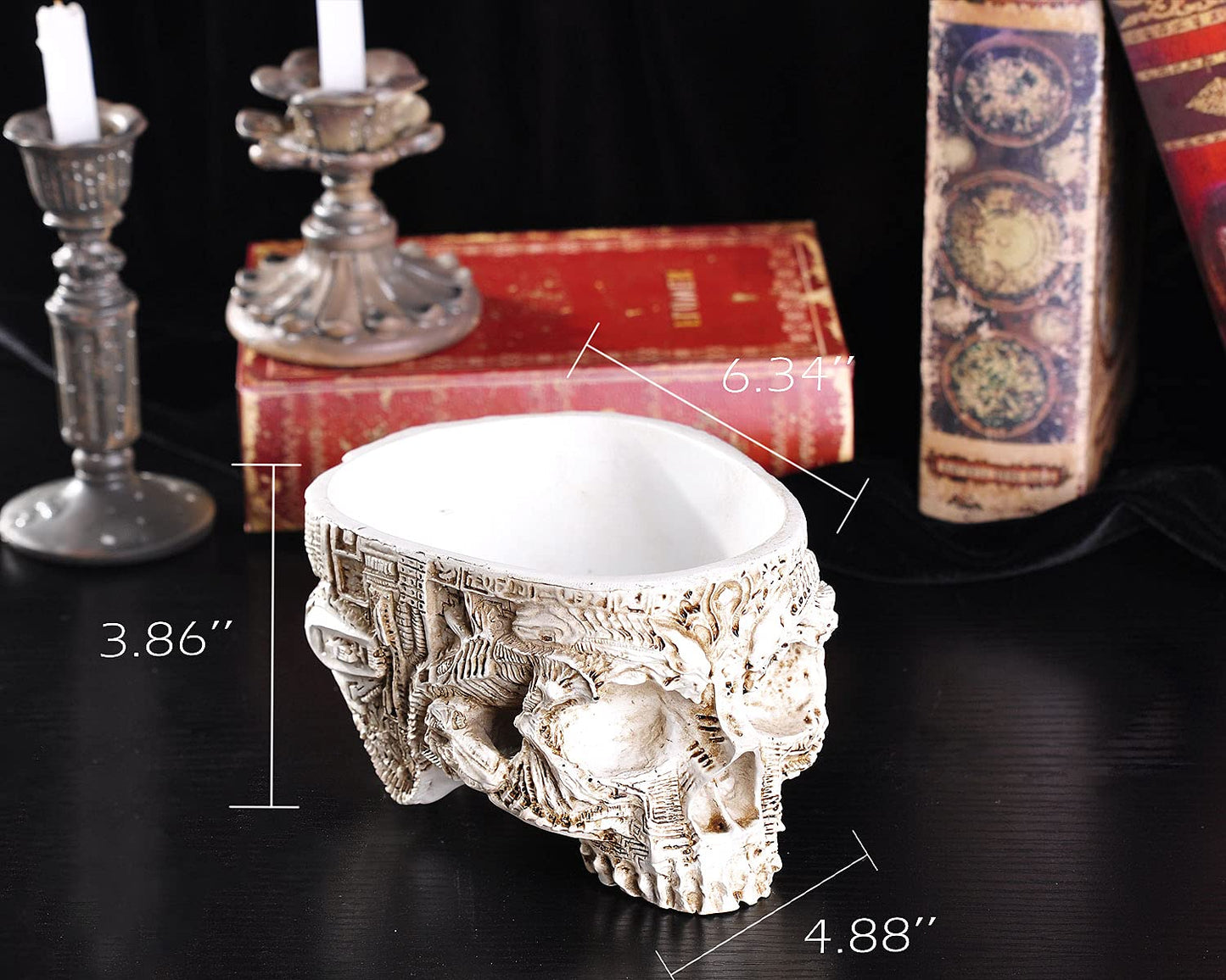 IBWell Modern Large Funny Resin Skull Shaped Head Design Flower Pot Planter Container, Decoration Flowerpot Props Home Office Desk Decor (Mediterranean)