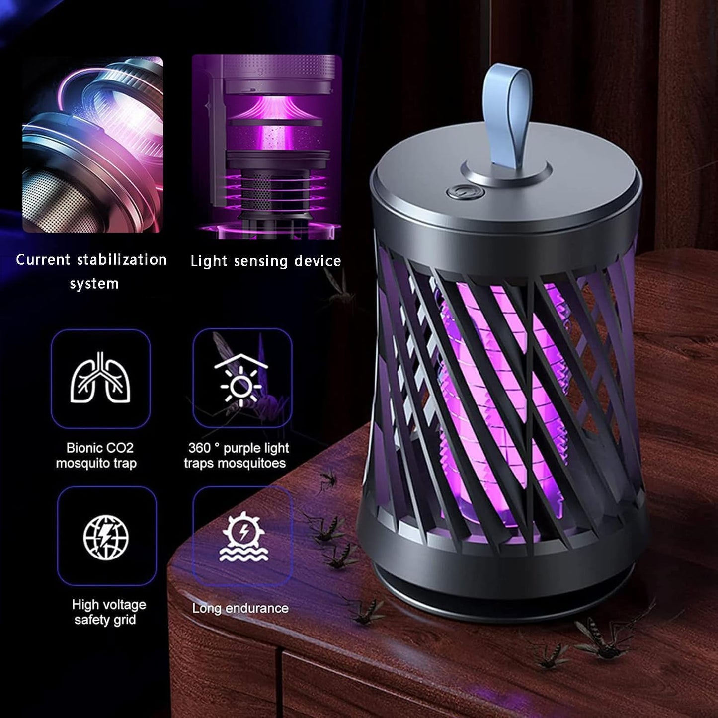 Bug Zapper Indoor, Electric Indoor Bug Zapper Outdoor, 2 in 1 Mosquito Zapper, Powerful Fly Zapper with Purple Lights for Home, Garden, Patio