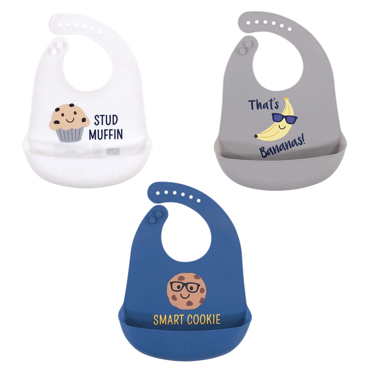 Hudson Baby Unisex Baby Silicone Bibs, Stud Muffin 3-Pack, One Size