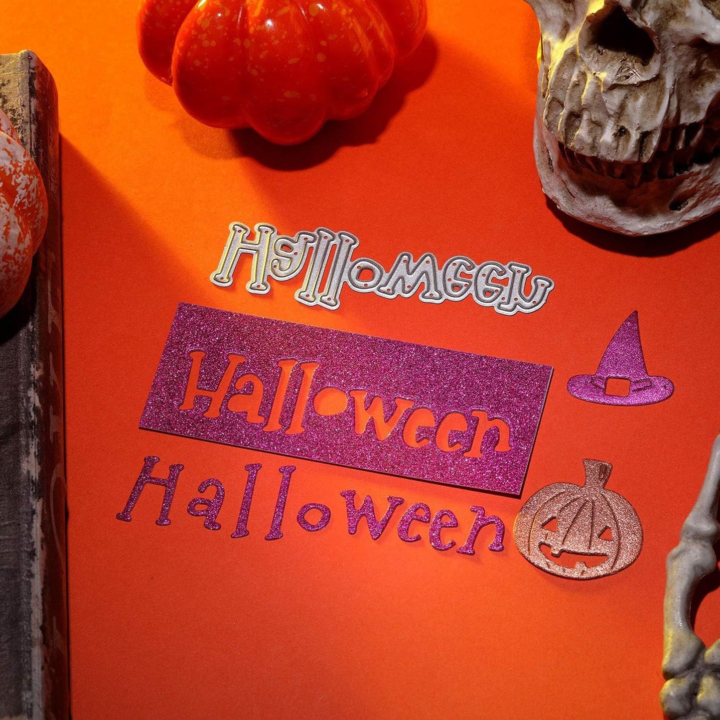 9 Pieces Halloween Cutting Dies Set Pumpkin Skull House Shape Template Metal Cutting Stencils for Halloween Scrapbook Card Making DIY Crafts Favors