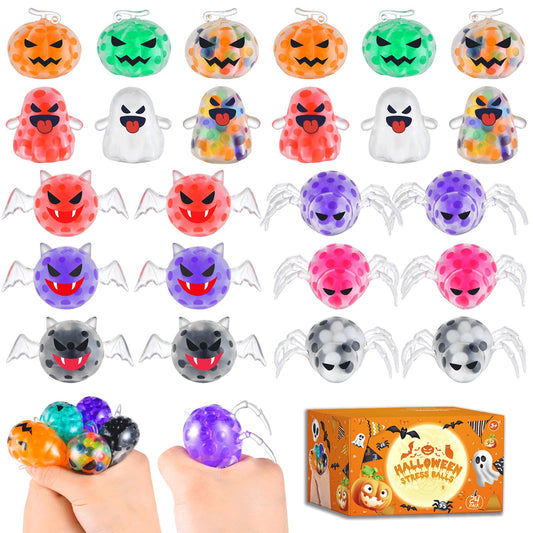 24Pack Halloween Mini Squeeze Balls Pumpkin Ghost Stress Ball Pack Perfect for Halloween Party Favors Halloween Treat Goody Bag Filler Gift
