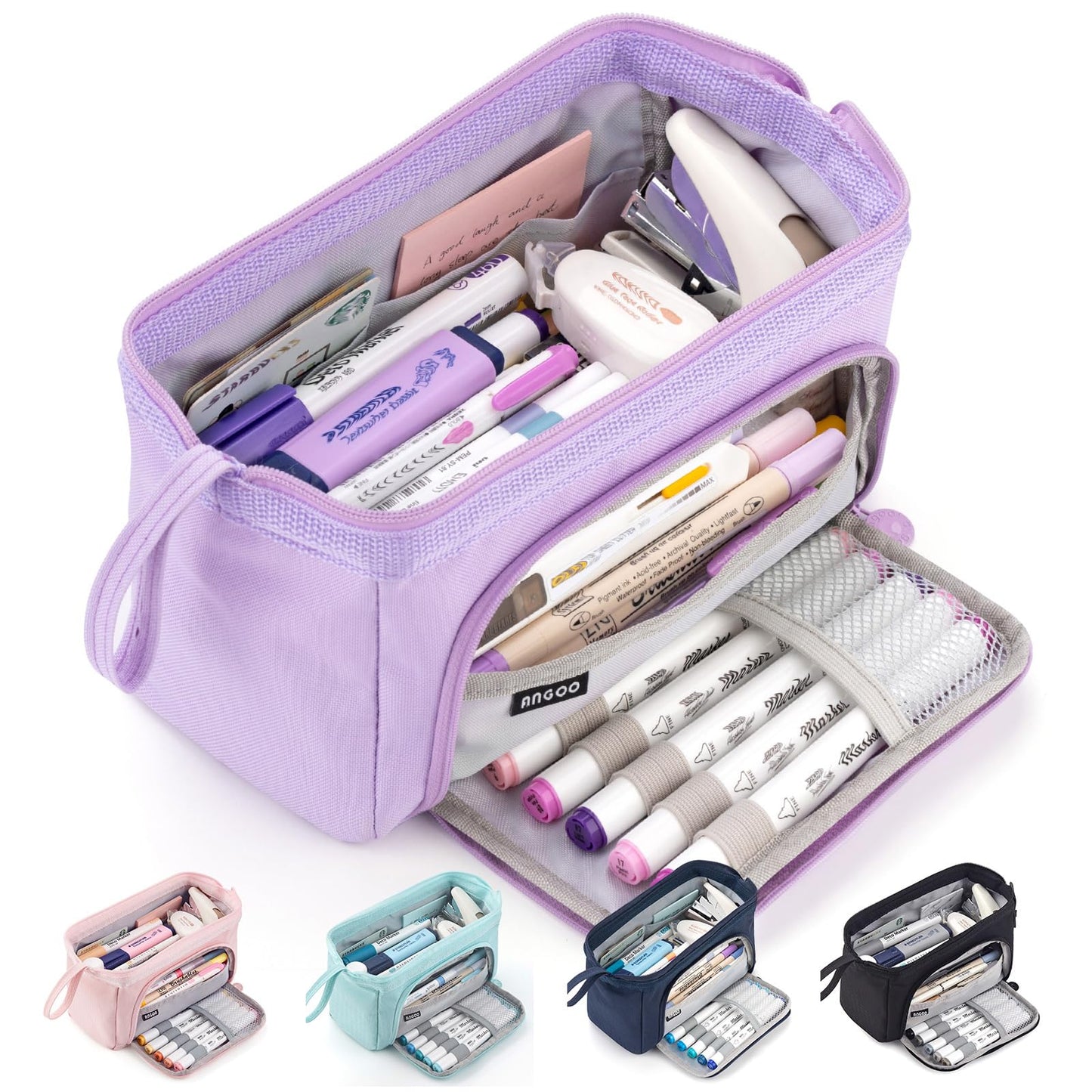 HVOMO Pencil Case Large Capacity Pencil Pouch Handheld Pen Bag Cosmetic Gift for Office School Teen Girl Boy Men Women Adult (Purple)