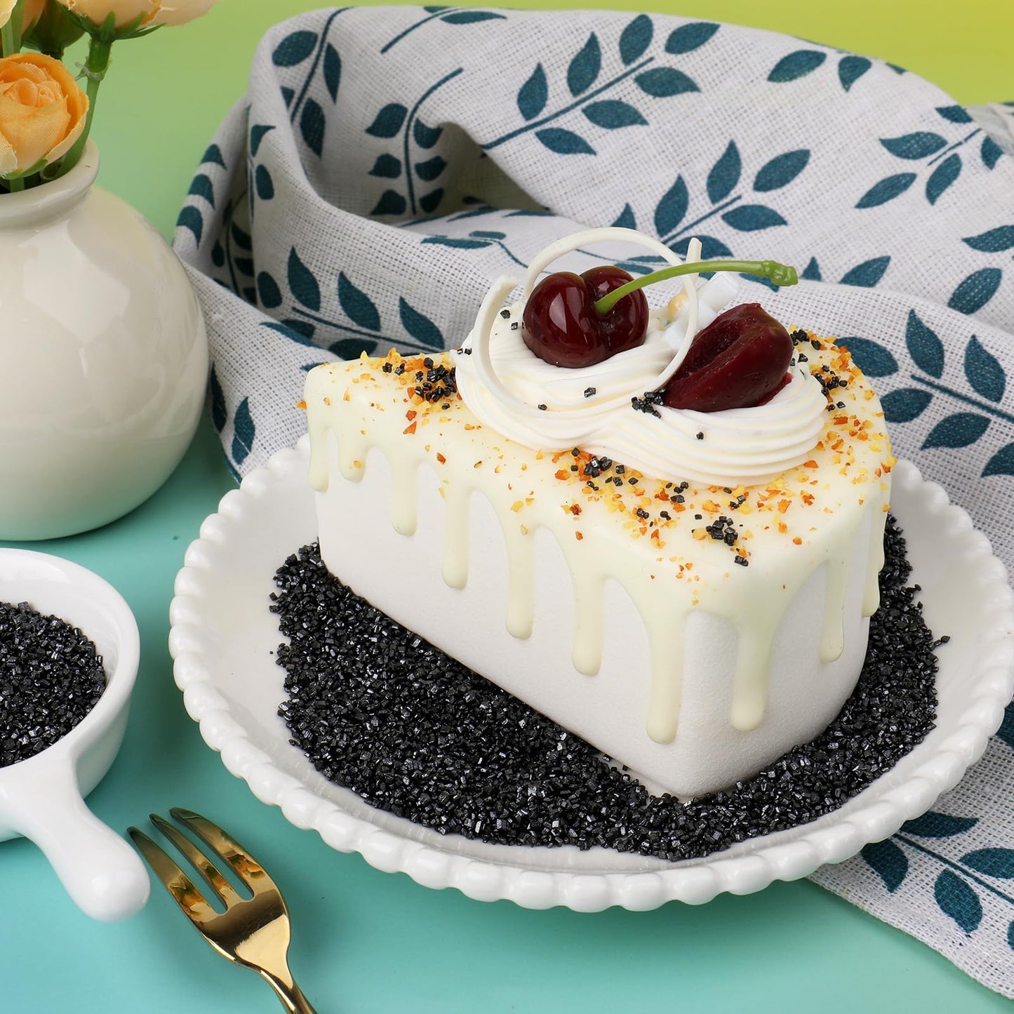 Black Sanding Sugar Sprinkles, 4.6 oz Edible Sparkling Sugar Crystals for Baking Topping, Cupcakes, Cookies, Ice Cream & Cake Decorating, Wedding Party Halloween Supplies