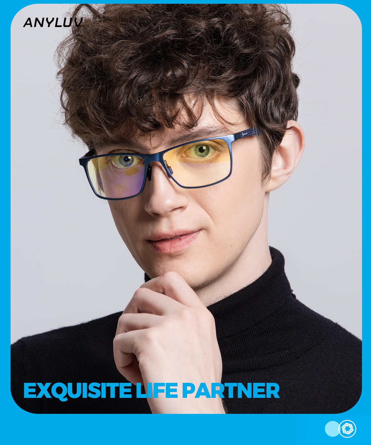 ANYLUV Blue Light Glasses Men/Women, Al-Mg Metal Computer Blue Light Blocking Glasses, Relieve Eyestrain and Eye Protection