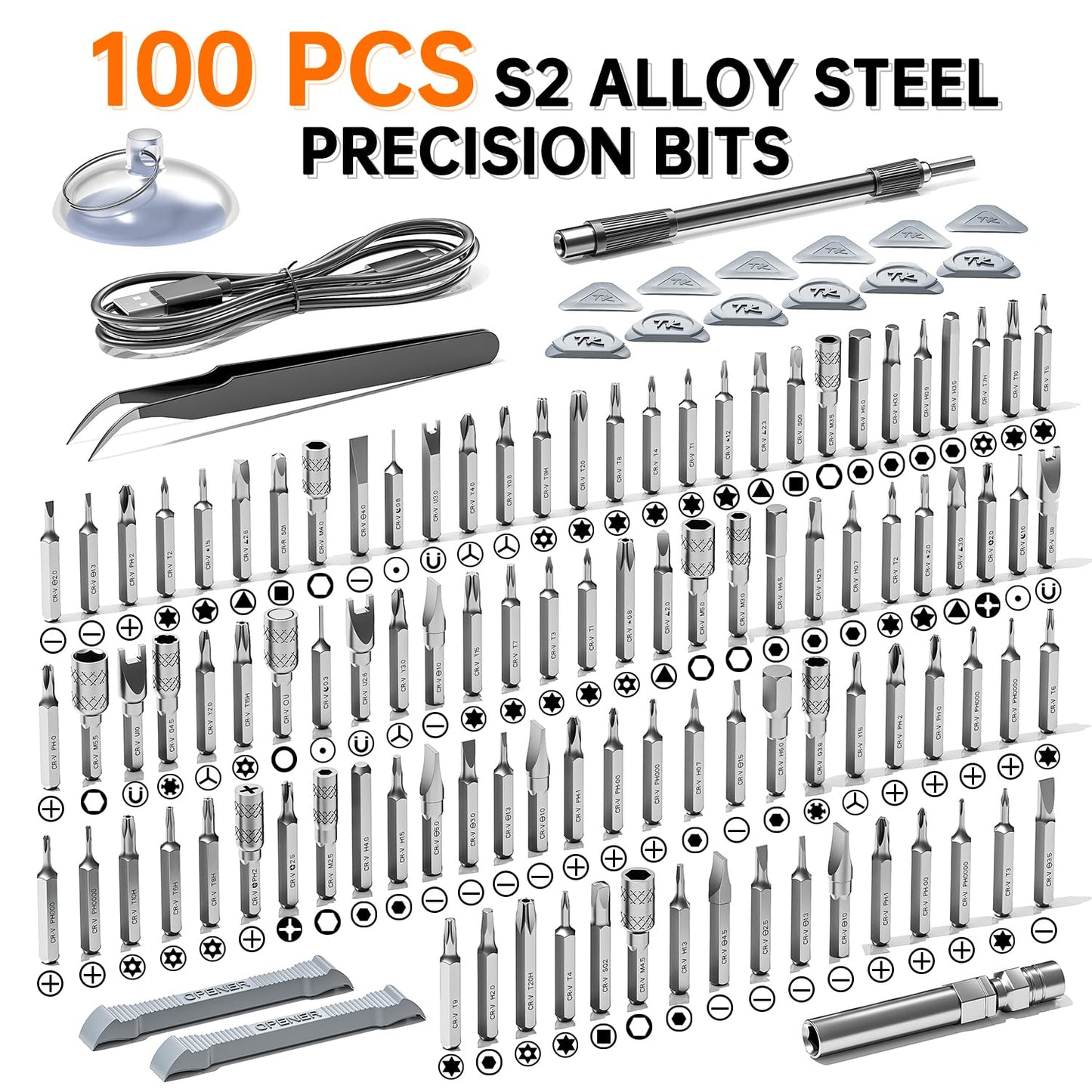 ANVANNA Electric Screwdriver, Precision Screwdriver Set, 120-in-1 Magnetic Bits, Magnetic Storage, 5 Torque Settings, Mini 3.7V Power Screwdriver Repair Tool Kit for PC RC Electronic - ORANGE