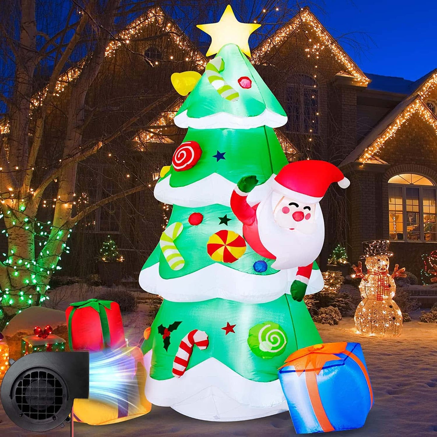 Air Blower for Inflatables 12V 0.8A Fan Blower Replacement with 3 LED Lights for Garden Yard Inflatable Decor Halloween Christmas Holiday Inflatables (Air Blower 0.8A)