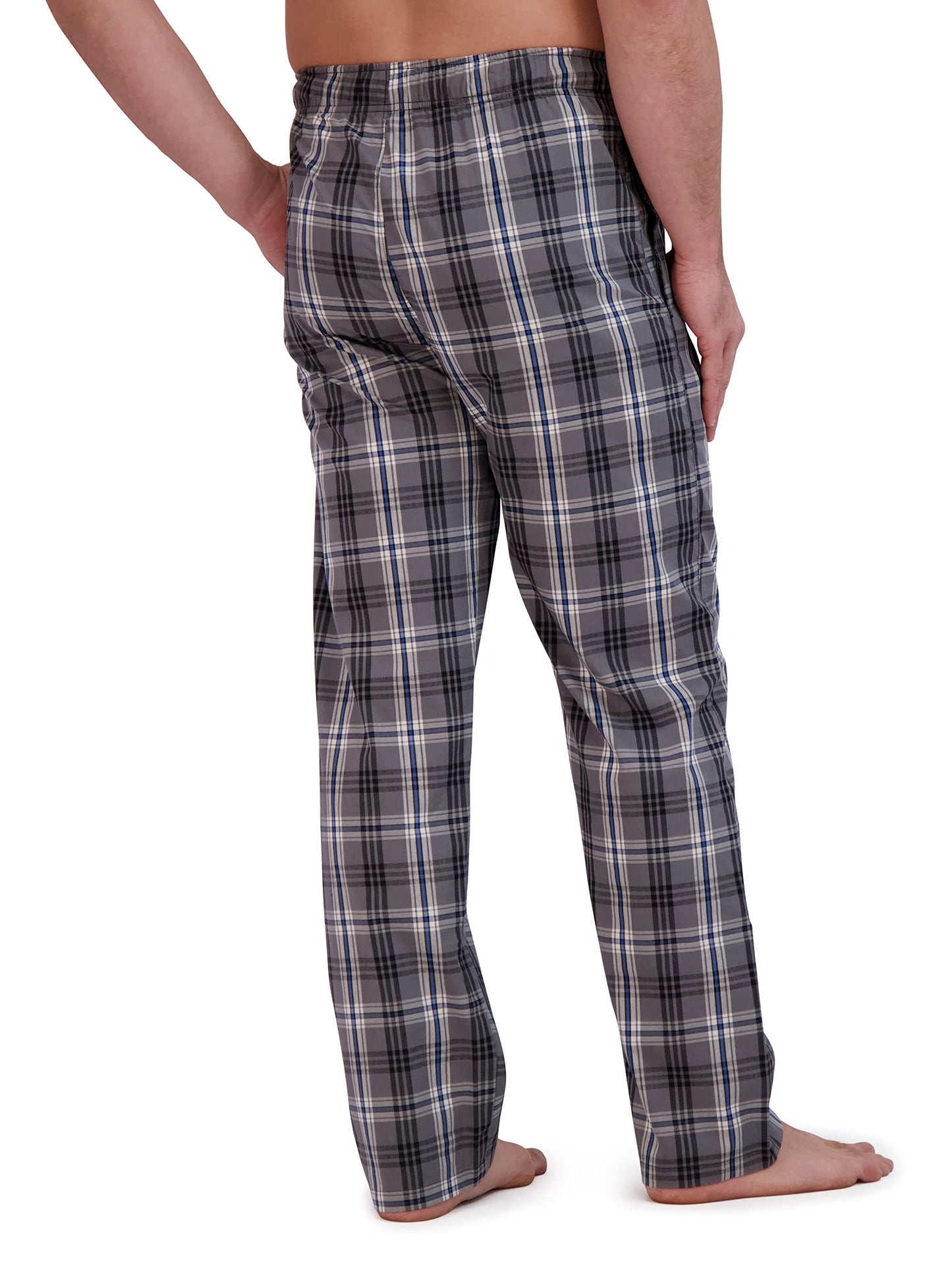 Hanes Men's Woven Pajama Pant, Black Plaid, Large