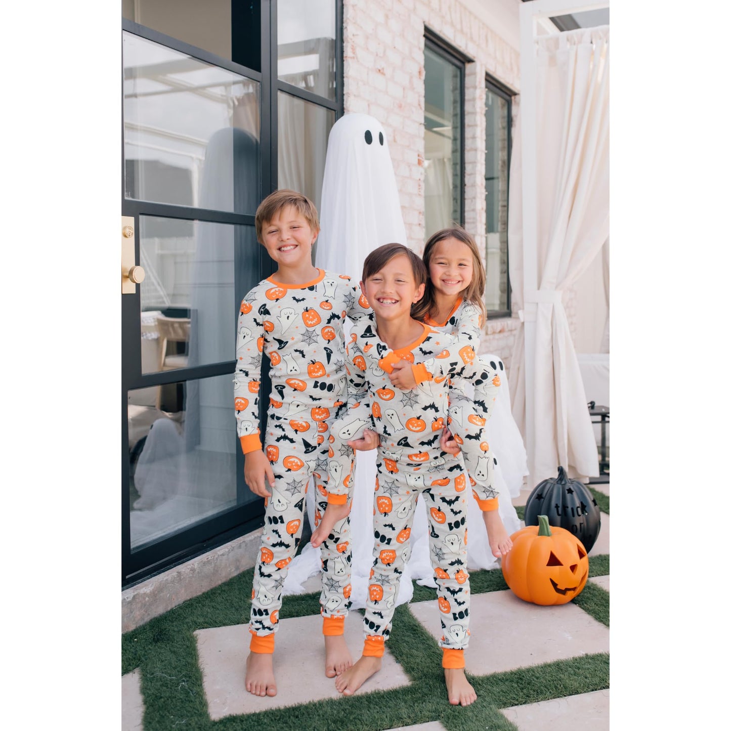 The Children's Place,Unisex Baby,and Kids, Sibling Matching, Holiday Pajama Sets, Cotton,Ghosts/Pumpkins Halloween,4 Years