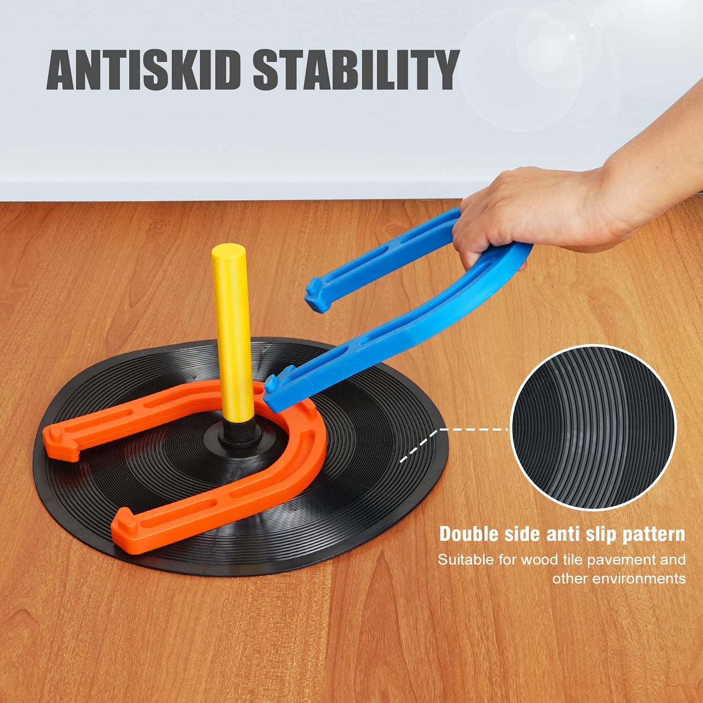 Win SPORTS Rubber Horseshoes Game Set for Outdoor Indoor Games,Beach Games - Perfect for Backyard and Fun for Kids and Adults! (Orange&Blue)