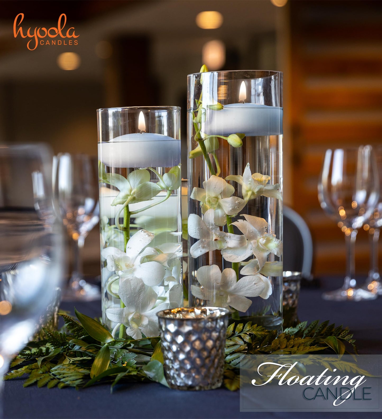 HYOOLA Premium White Floating Candles 1.75 Inch - 3 Hour - 20 Pack - European Made
