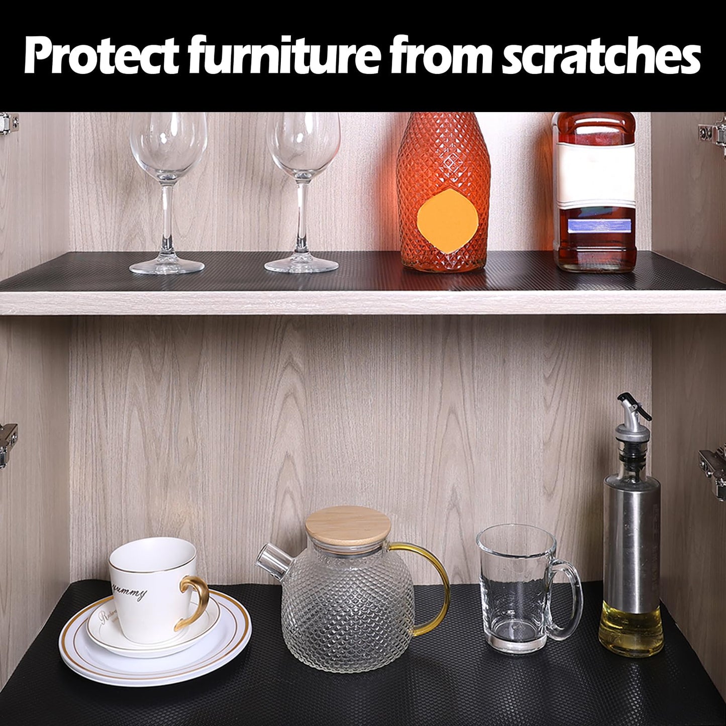 Janeart 13-Inch Wire Shelf Liner: Easy to Cut Black Plastic Pantry Shelving Liner 13" x 12 FT - Waterproof Thick Small Drawer Mat for Wire Shelves