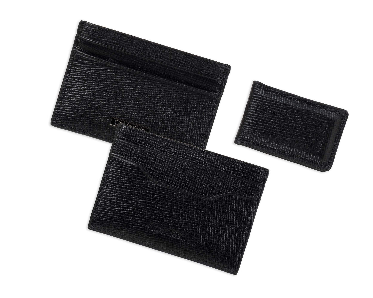 Calvin Klein Men's Wallet Sets-Minimalist Bifold and Card Cases, Black Bessemer, One Size