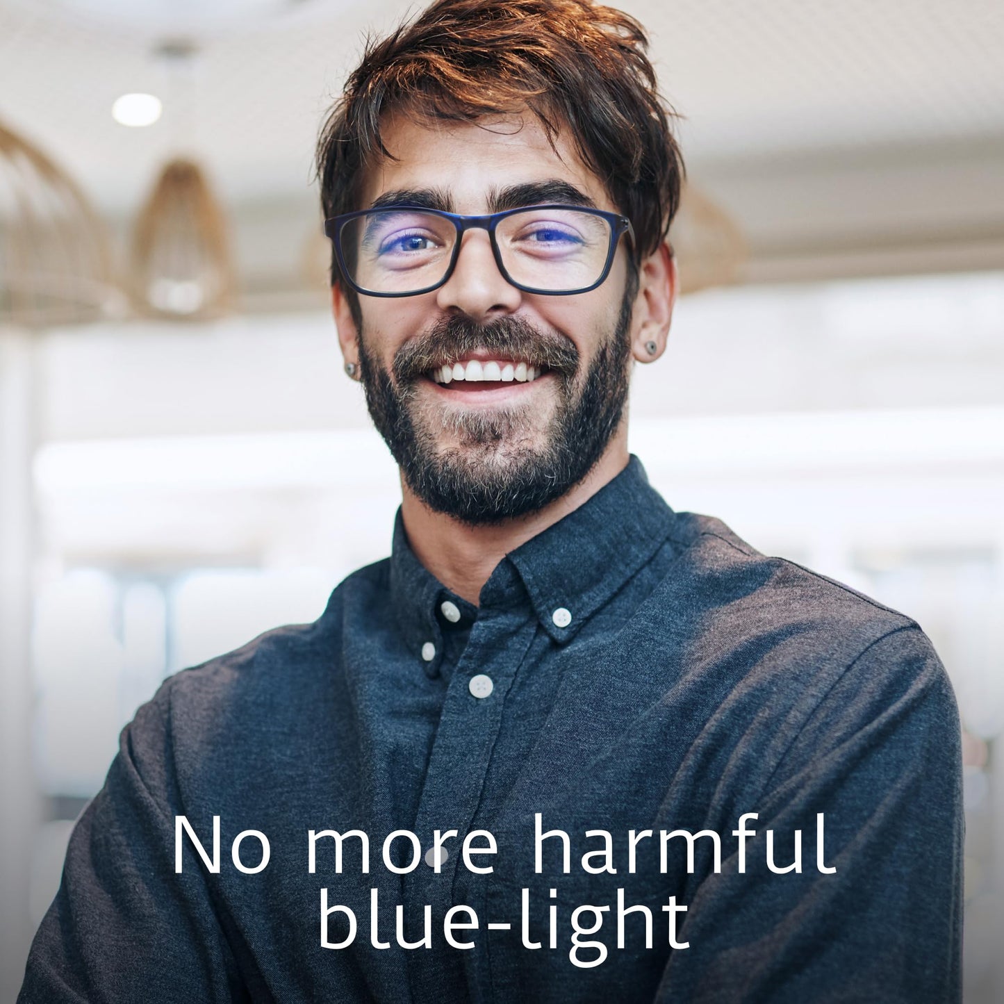 Anti Blue Light Glasses Men, Mens Blue Light Glasses With UV400 Protection, Fake Glasses For Computer Eye Strain