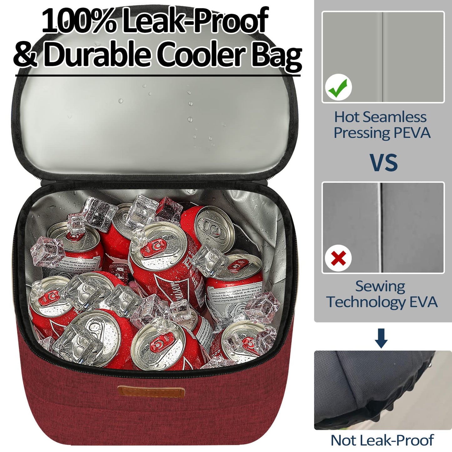 Camping Cooler Backpack 30 Cans, Soft Backpack Coolers Insulated Leak Proof Travel Cooler Bag Waterproof Lunch Picnic Beach Work Trip Thermal Bag Drink Beverage Beer Cooler Wine