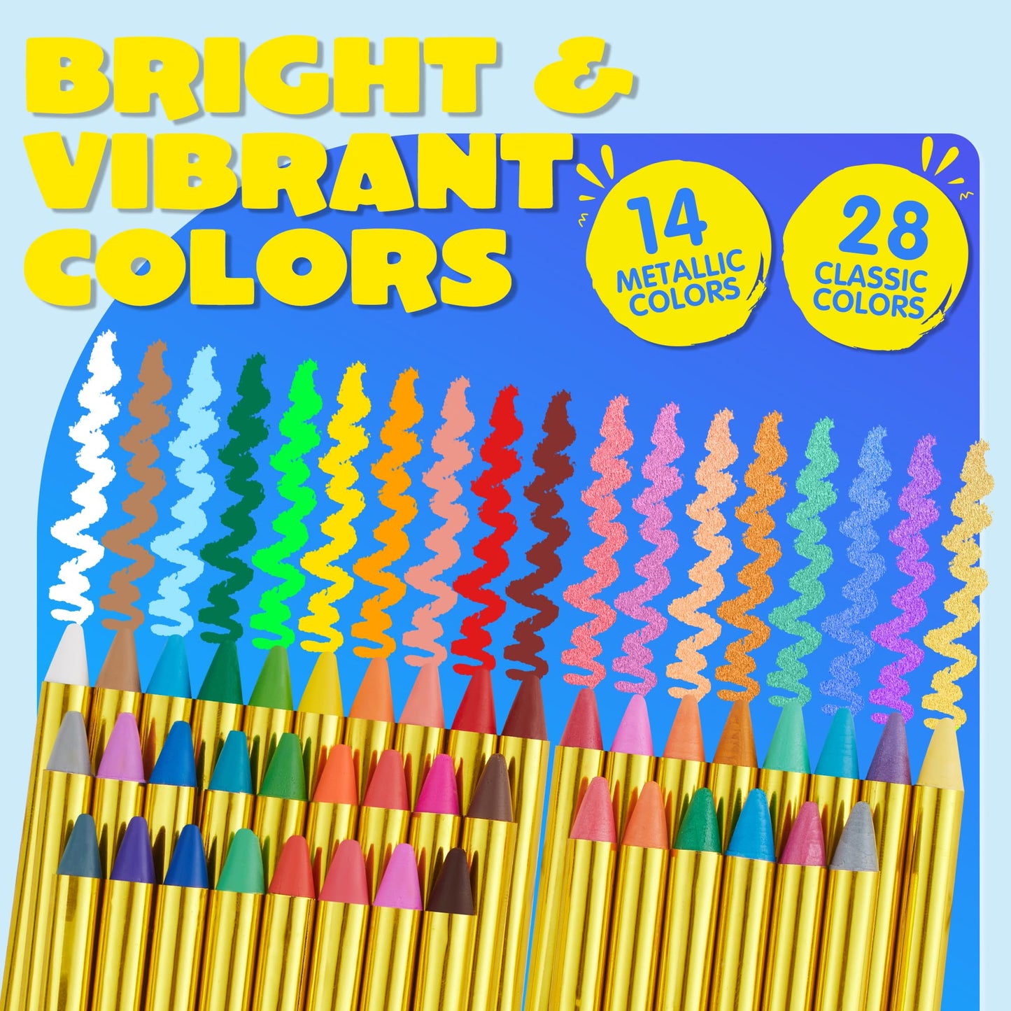 42PCS Face and Body Paint Crayons, XL Face Painting Kit Safe and Non-Toxic Ultimate Party Pack Including 14 Metallic Colors for Birthday Makeup Party Supplies, Festivals, Gifts for Kids Girls Boys