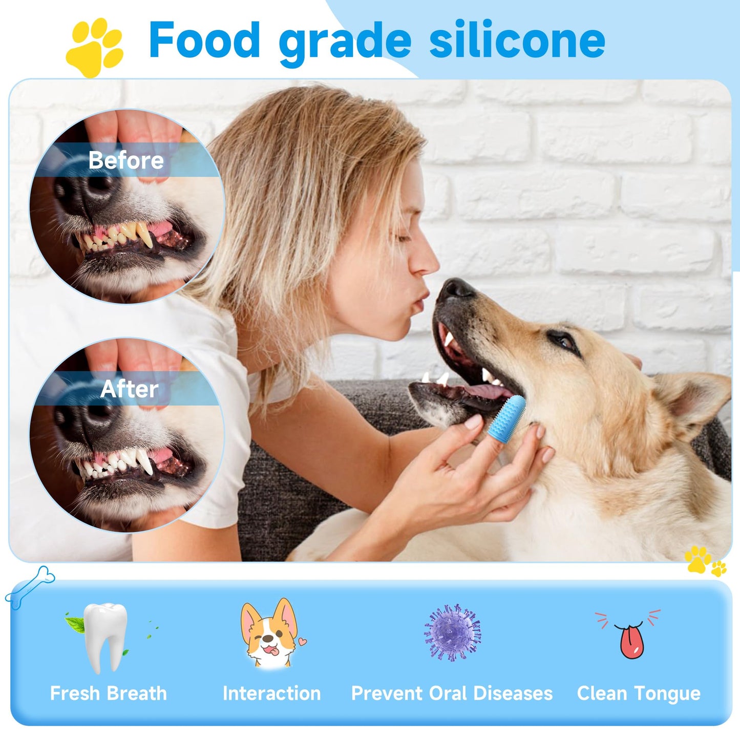 babove Dog Toothbrush,4-Pack Dog Tooth Brushing Kit,pet Toothbrush, Dog Finger Toothbrush for Dogs,Dog Teeth Cleaning,Combine with Dog Toothpaste for More Thorough Cleaning