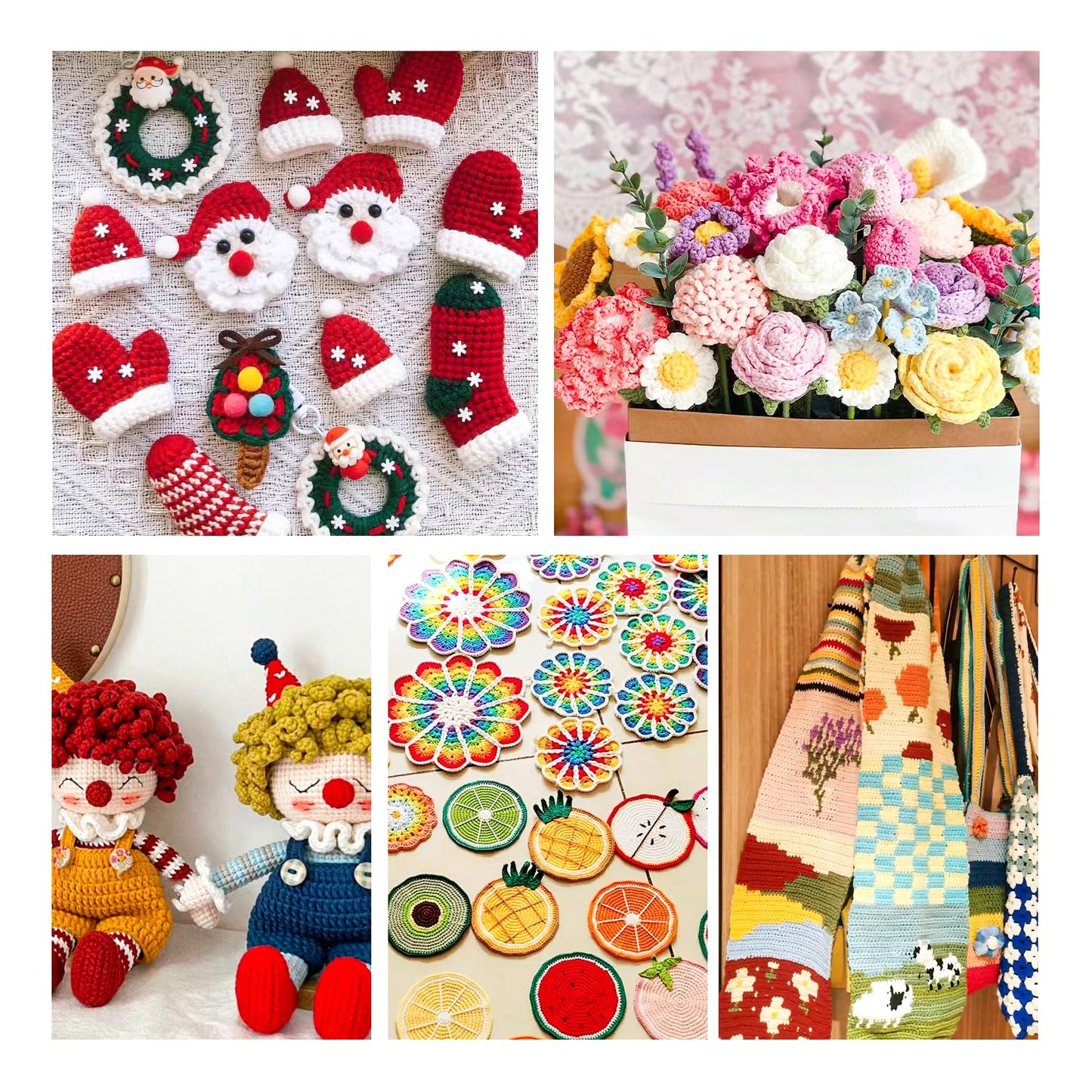 Inscraft 52 Acrylic Yarn Skeins, 1820 Yards 52 Colors, 2 Crochet Hooks, 2 Weaving Needles, 10 Stitch Markers, 1 Bag, for Crocheting & Knitting, Gift Beginners and Adults