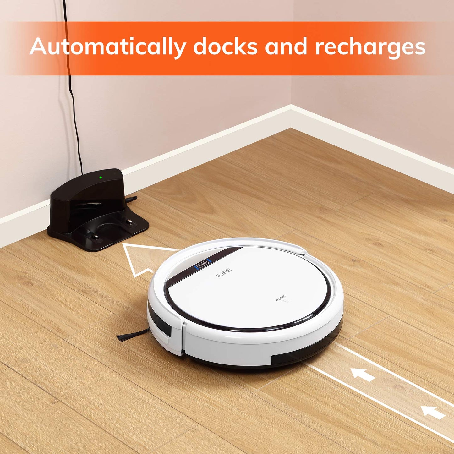 ILIFE V3s Pro Robot Vacuum Cleaner, Tangle-free Suction , Slim, Automatic Self-Charging Robotic Vacuum Cleaner, Daily Schedule Cleaning, Ideal For Pet Hair,Hard Floor and Low Pile Carpet,Pearl White