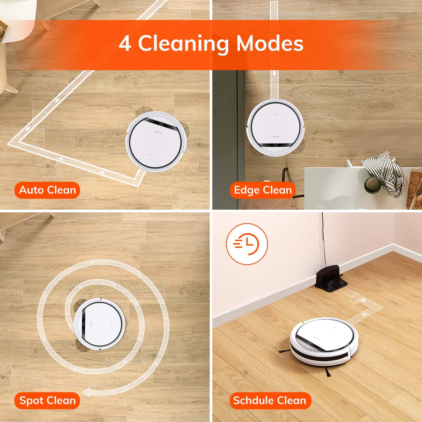 ILIFE V3s Pro Robot Vacuum Cleaner, Tangle-free Suction , Slim, Automatic Self-Charging Robotic Vacuum Cleaner, Daily Schedule Cleaning, Ideal For Pet Hair,Hard Floor and Low Pile Carpet,Pearl White