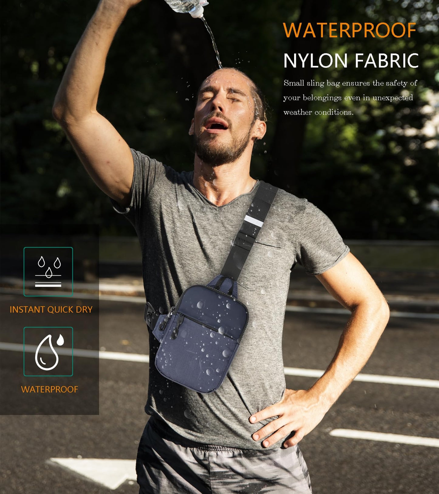 higouta Mini Sling Bag for Men Women, Waterproof Utility Crossbody Backpack Chest Bag for Hiking Travel Sports Running