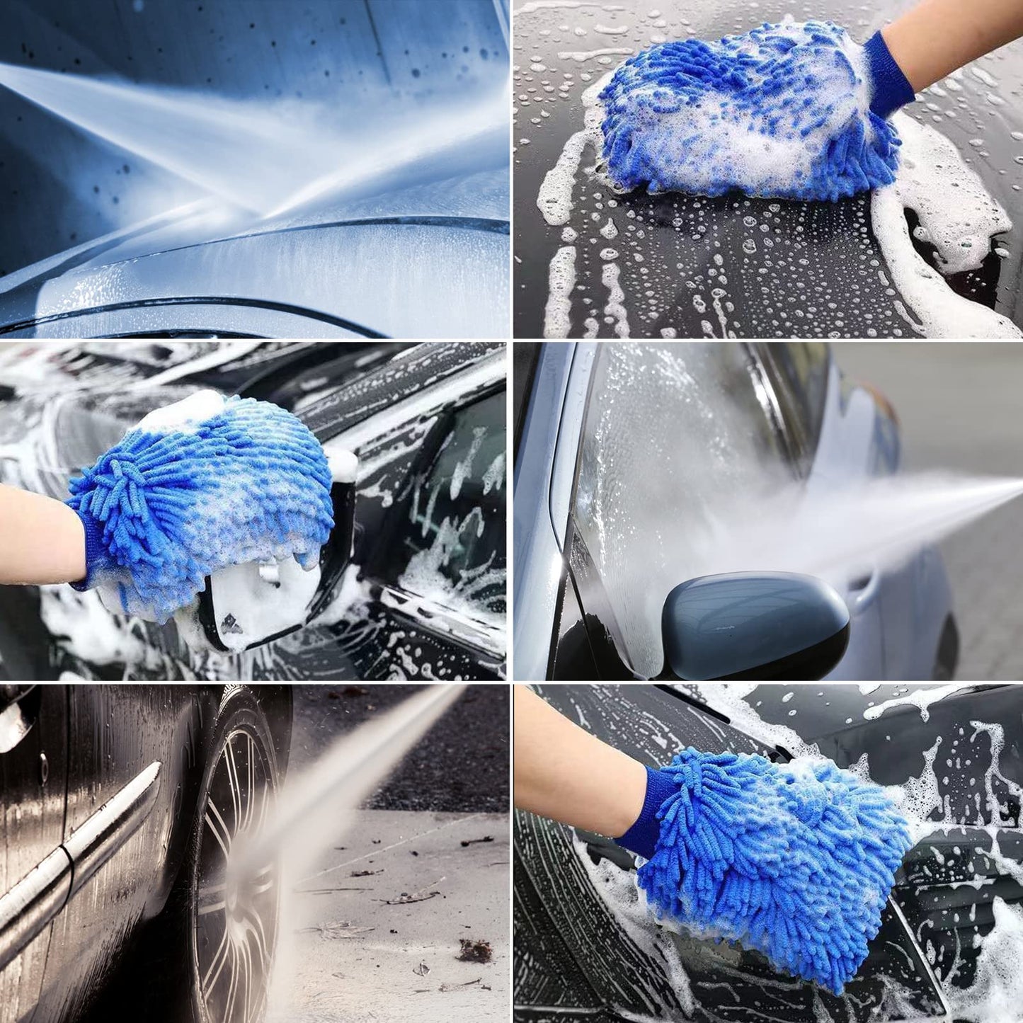 Hwylizg High Pressure Power Washer Wand, Hydro Jet Water Wand Pressure Sprayer,Flexible Garden Watering Wand with 3 Hose Nozzle Universal Hose End for Car Pet Window Patio Gutter Cleaning Tool Blue