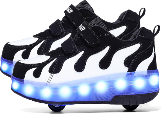 AIkuass Boys Roller Shoes LED Sneakers with Wheels Kids Skate Shoes Gifts for Christmas Birthday Children Day