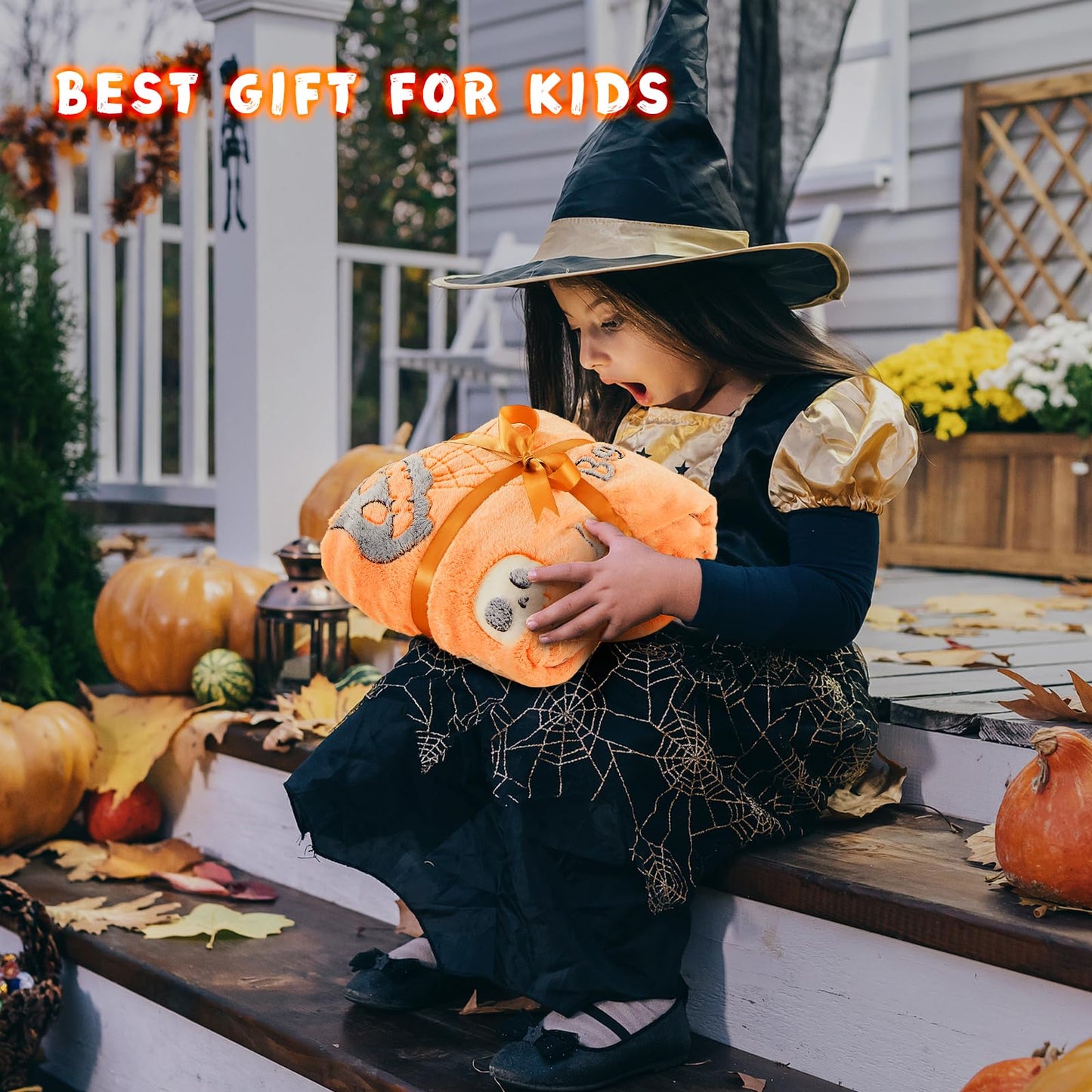 inhand Halloween Blanket Gifts Glow in The Dark Blanket and Toys for Kids Spider Webs Pumpkin Ghost Spooky Plush Soft Halloween Decorations Throw Blanket for Kids to Party Sofa Bed Living Room 50"X60"