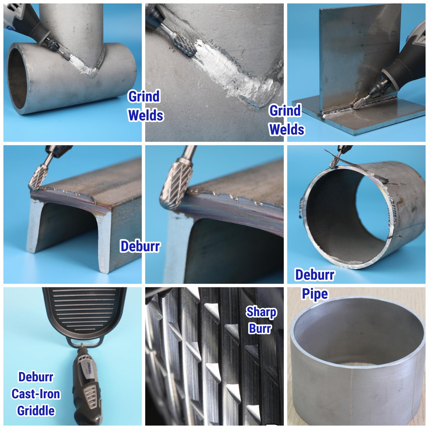 20 Pcs Carbide Burr Bits 1/8" Shank Compatible with Dremel Milwaukee Metal Grinding Wood Stone Steel Carving Cutting Engraving Grinder Kit Attachment Rotary Tool Accessories Set Harder than Diamond