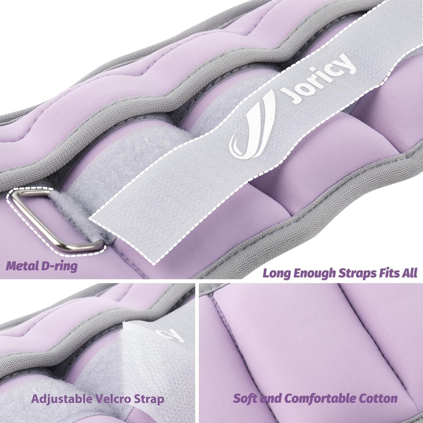 Adjustable Ankle Weights for Women Men Kids 1-5 LBS 1 Pair Wrist Leg Arm Weights with Removable Weight, Strength Training Weight for Jogging, Walking, Running, Fitness, Gym Workout, Purple