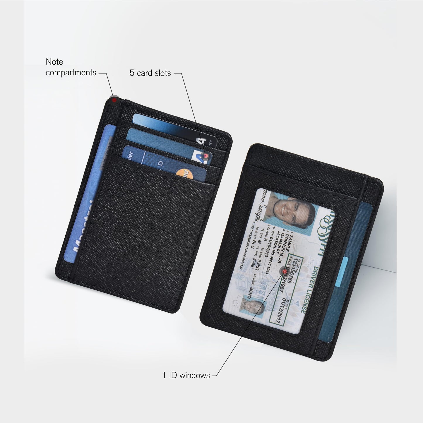 Black | RFID Blocked Leather Wallet | Men And Women | Credit/Debit.Gift Card Slots | Minimalist And Chic | Front Pocket