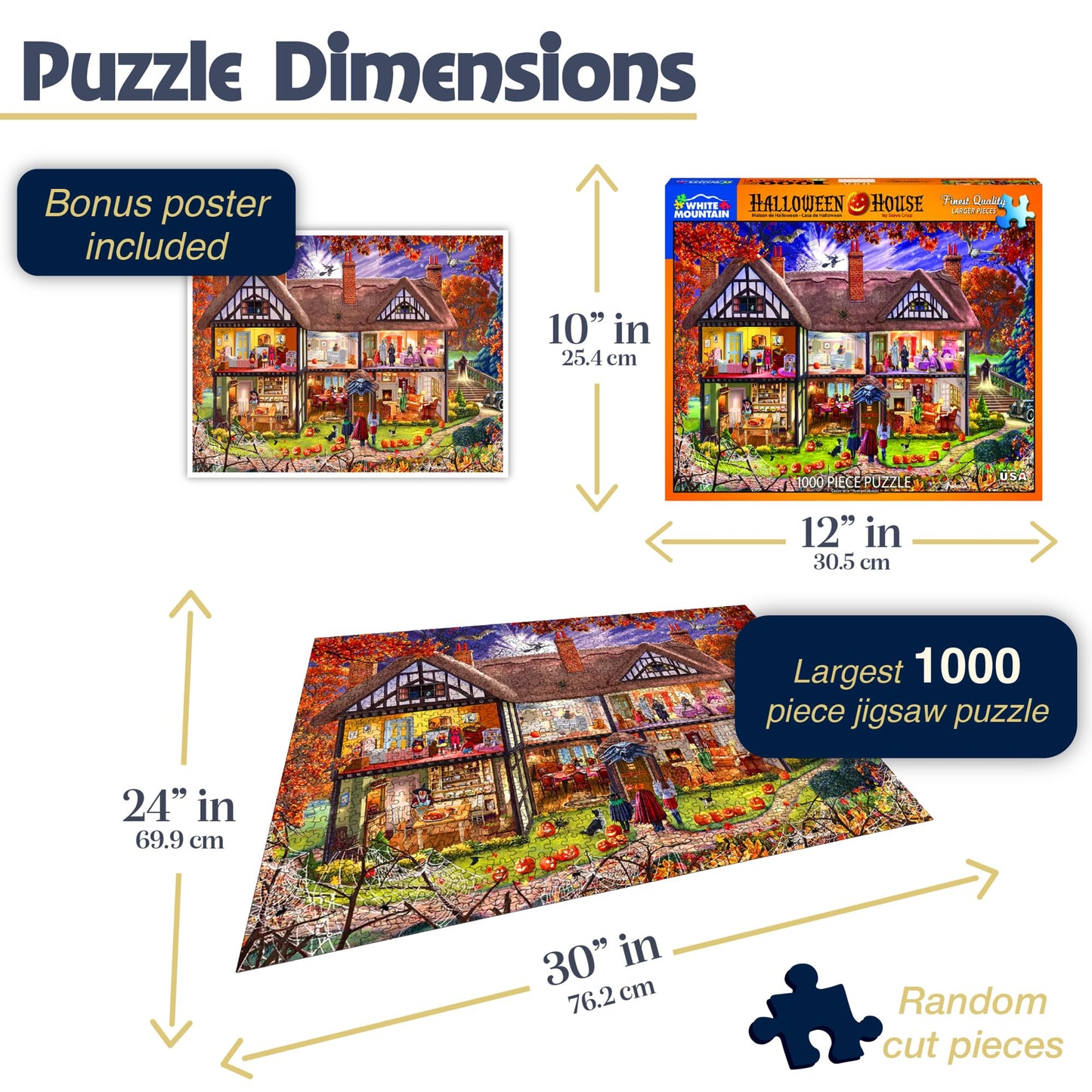 White Mountain Halloween House 1000 Piece Halloween Jigsaw Puzzle for Fall and Autumn