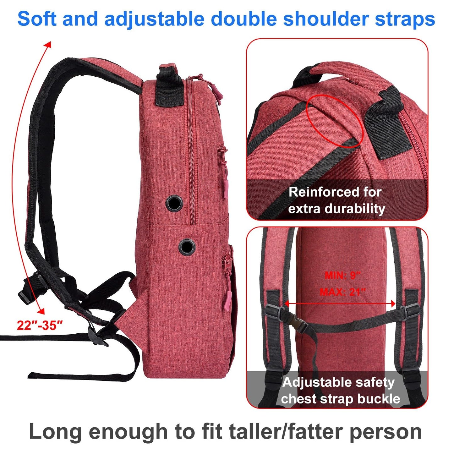 iGuerburn Small Oxygen Tank Backpack for Size M2, A/M4, ML6, B/M6, M7, C/M9, Portable Oxygen Backpack Cylinder Bag O2 Tank Carrier Holder for Travel (Not for Size D Tanks)