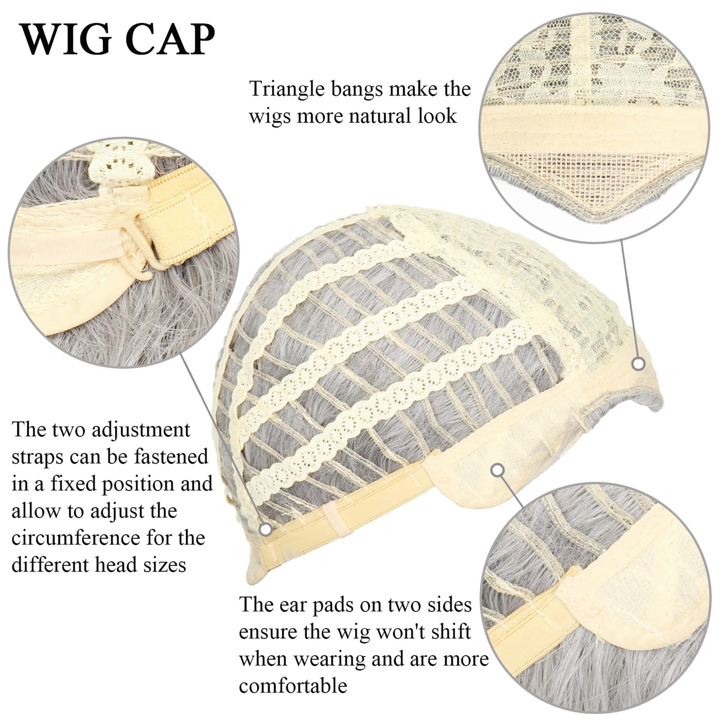 Witch Wig Old Lady Wig Women Long Grey Curly Costume Wig Cosplay Halloween Hair