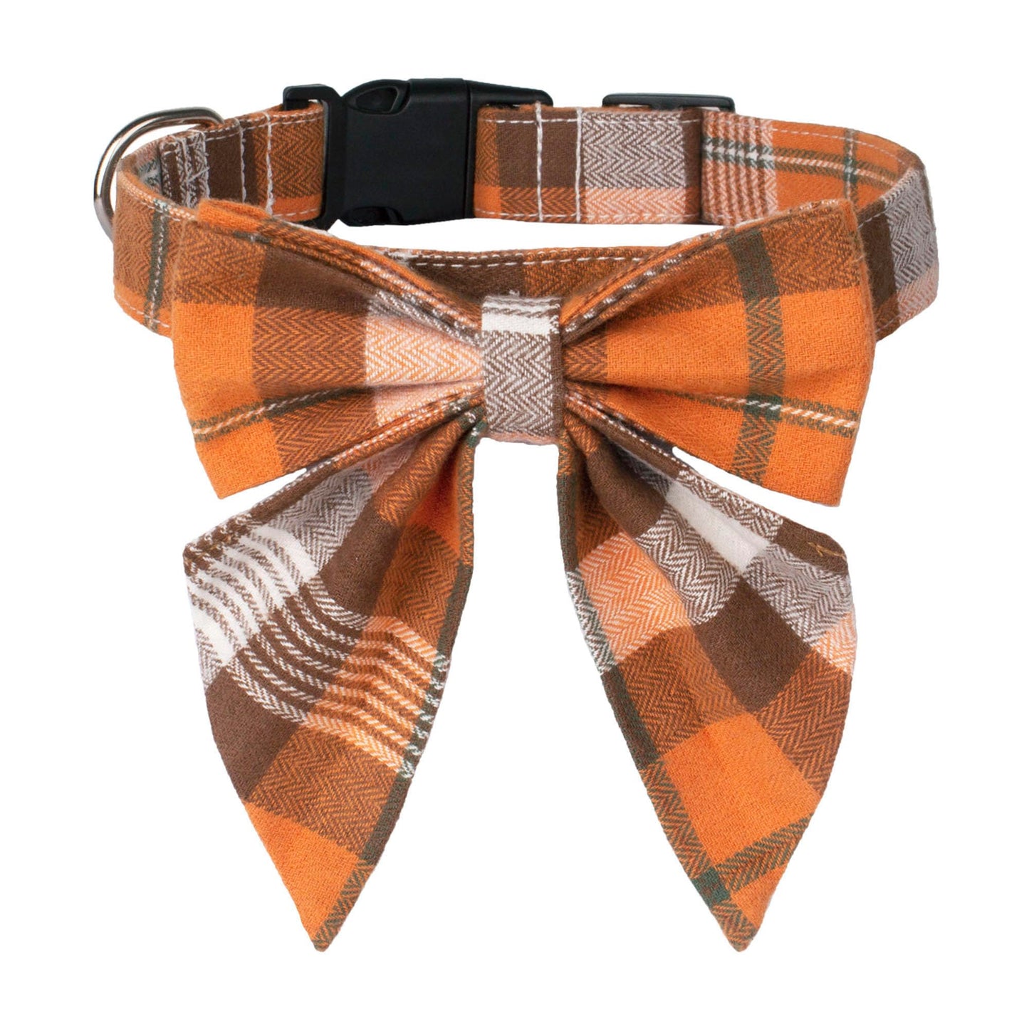 ADOGGYGO Fall Dog Collar with Bow, Halloween Thanksgiving Pet Bowtie Collar, Adjustable Cotton Orange Fall Collars for Medium Dogs Pets (Medium)