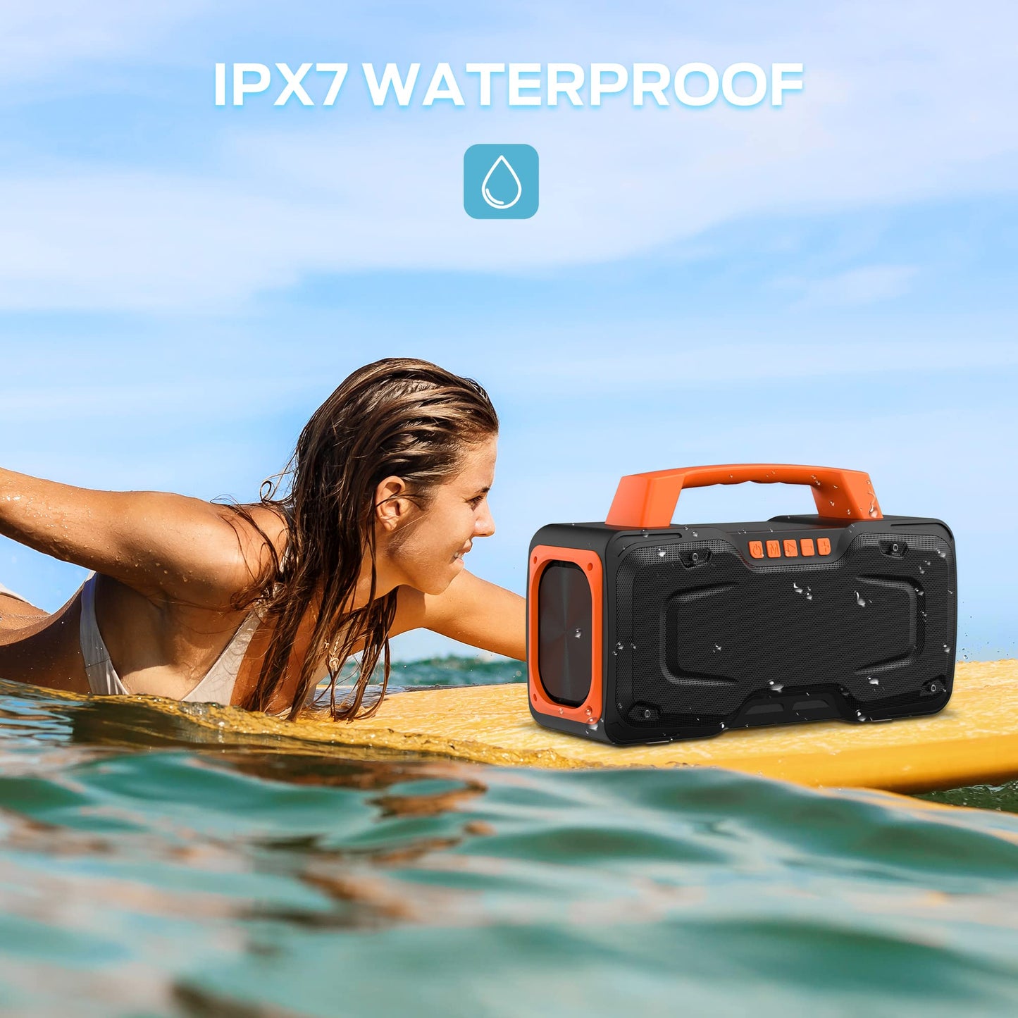 BUGANI Bluetooth Speaker - 80W Portable Wireless Speaker IPX7 Waterproof, 24H Playtime, Mic & AUX USB, Perfect for Parties & Pool