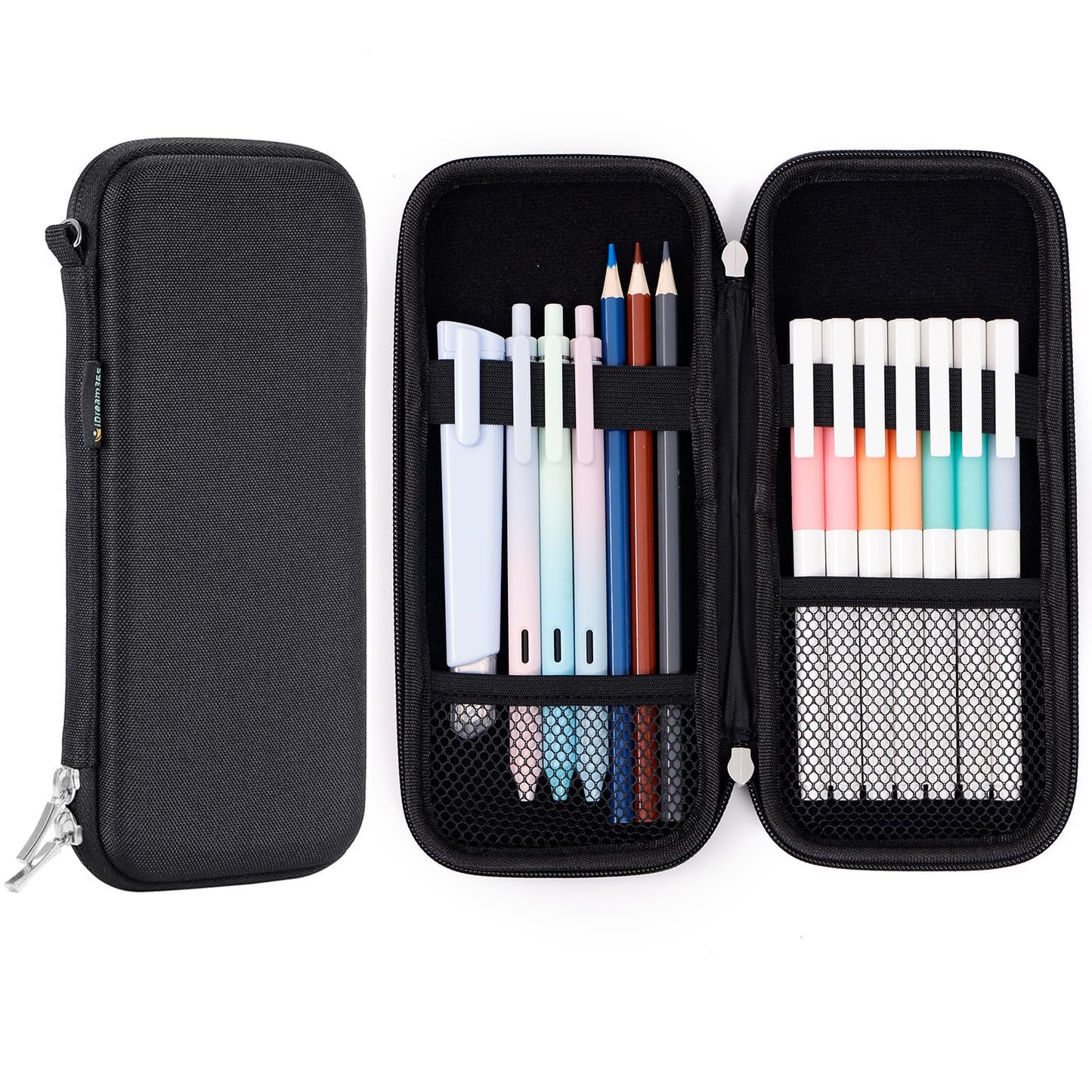 iDream365 Upgraded Hard Pencil Case Box for Adluts,Durable Pen Carrying Case with Zipper-Black