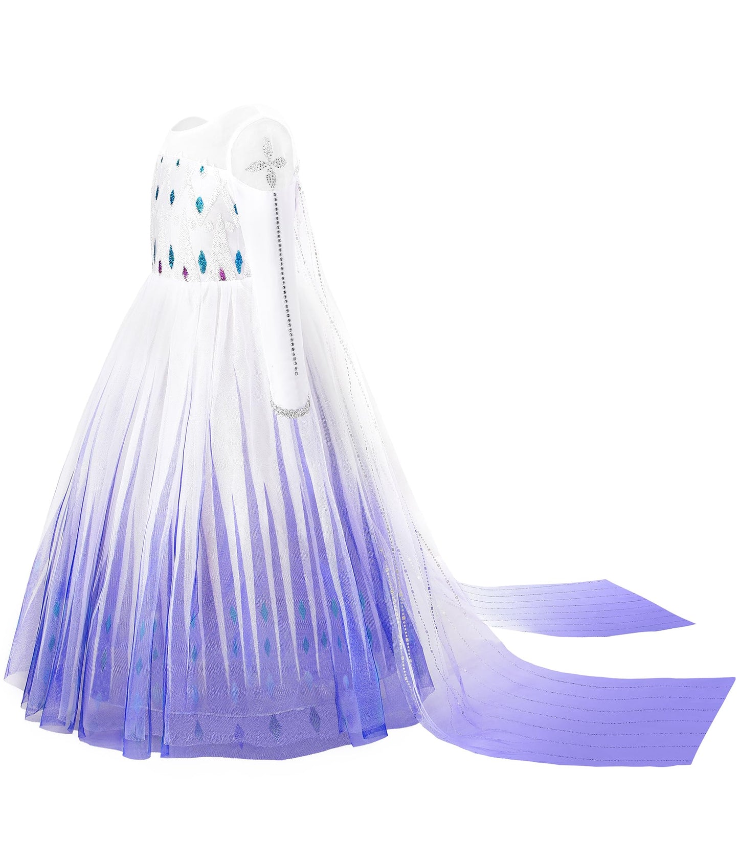 Aoiviss Girls Princess Costumes Snow Queen Princess Dresses Fancy Dress Up Clothes for Halloween Snow Party Cosplay, White