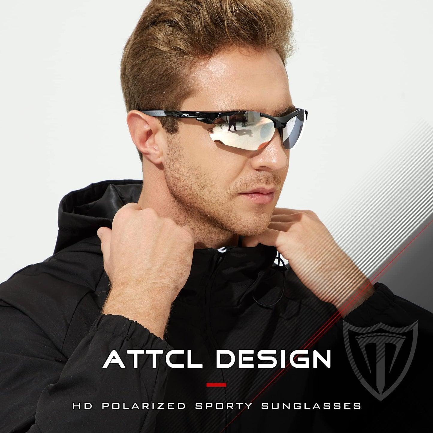 ATTCL Sunglasses For Men - Upgraded Sports Polarized Sunglasses for Cycling Driving Fishing UV Protection 7027-C3 Silver