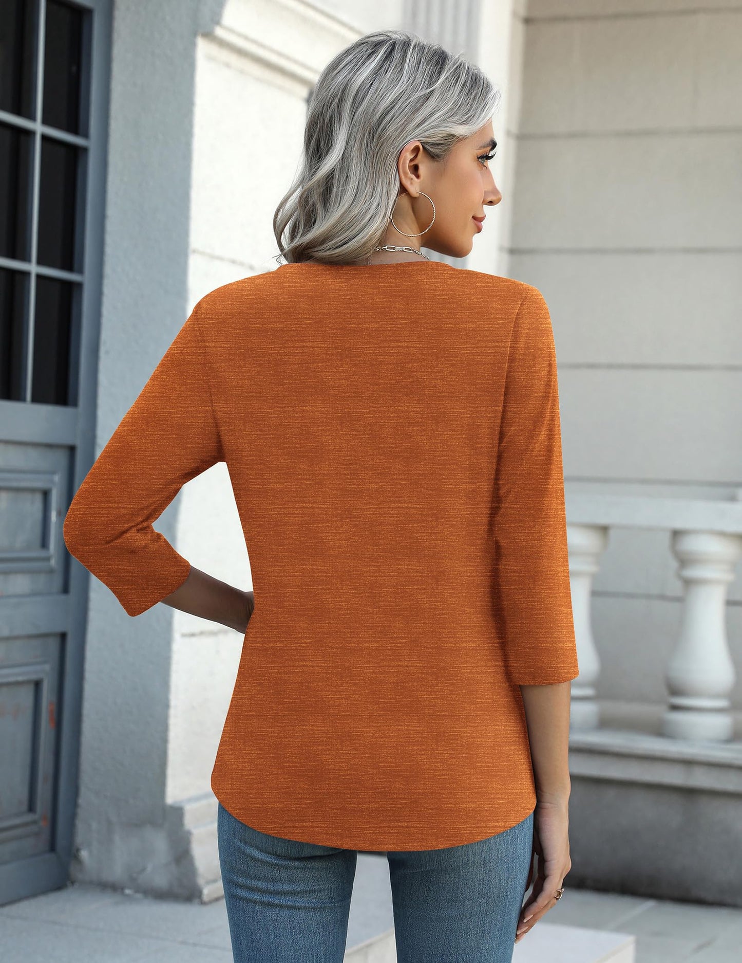 Zeagoo Halloween Pumpkin Shirts Women Fall T-Shirts Cute Autumn Graphic Tees Thanksgiving Tops Halloween Shirts 3/4 Sleeve V-Neck T Shirt